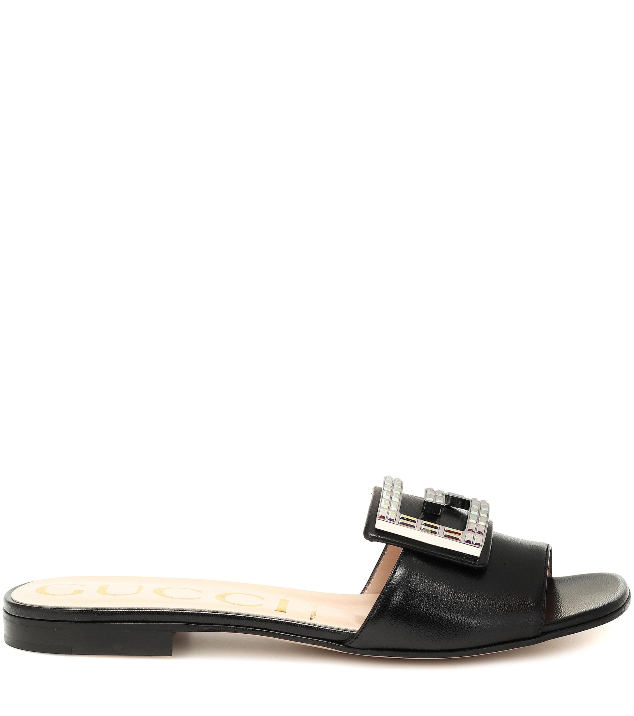 gucci crystal embellished slides