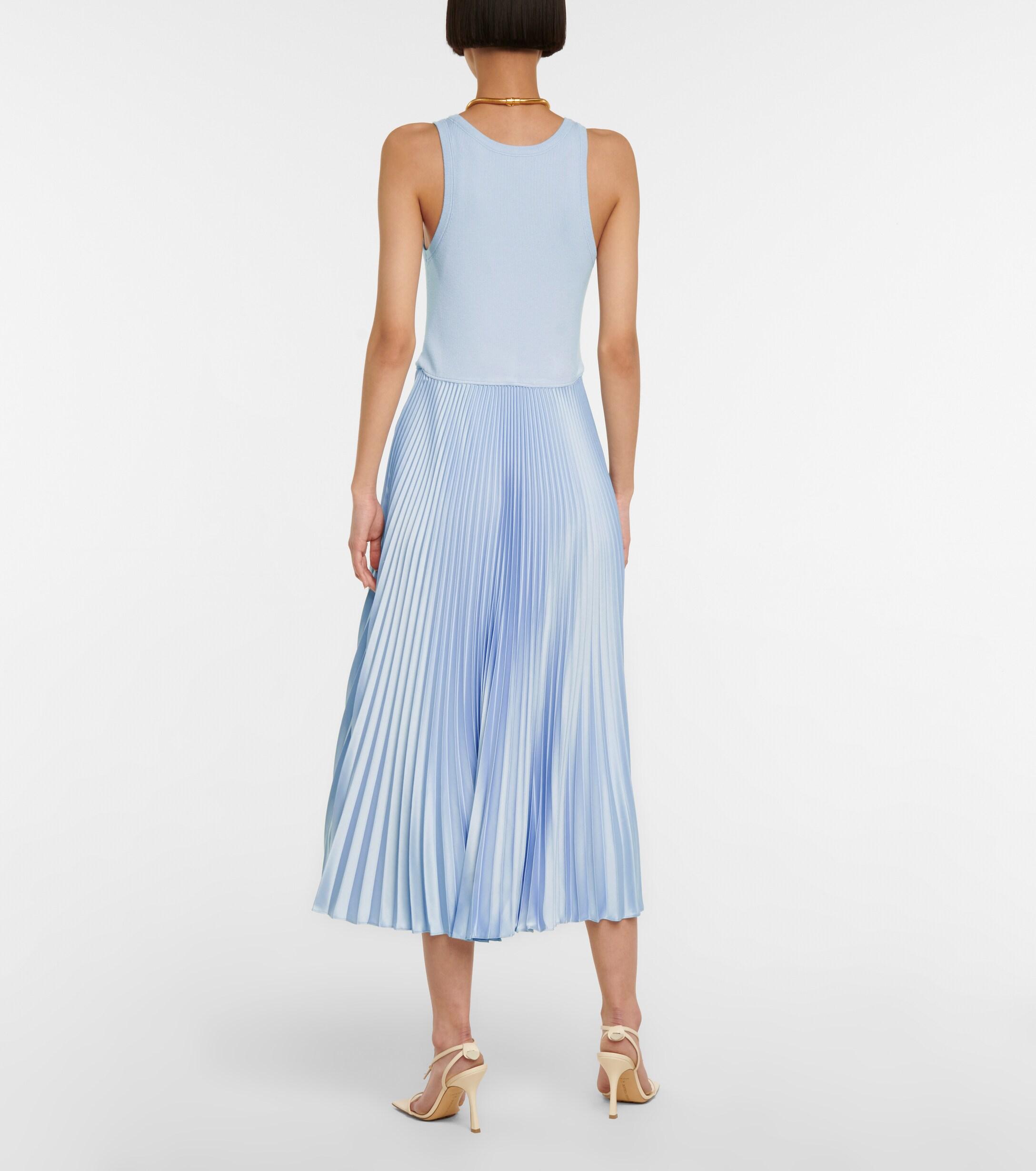 Polo Ralph Lauren Pleated Midi Dress in Blue | Lyst