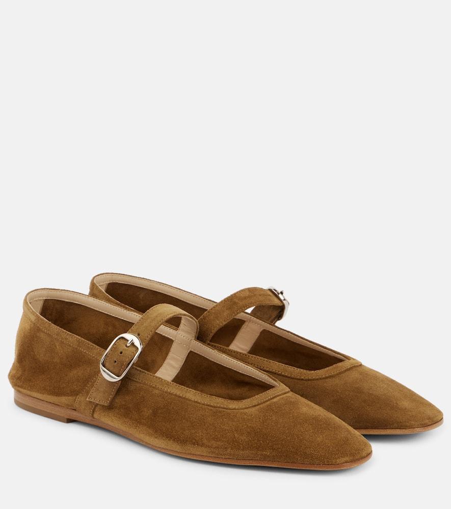 Le Monde Beryl Suede Mary Jane Flats in Brown | Lyst