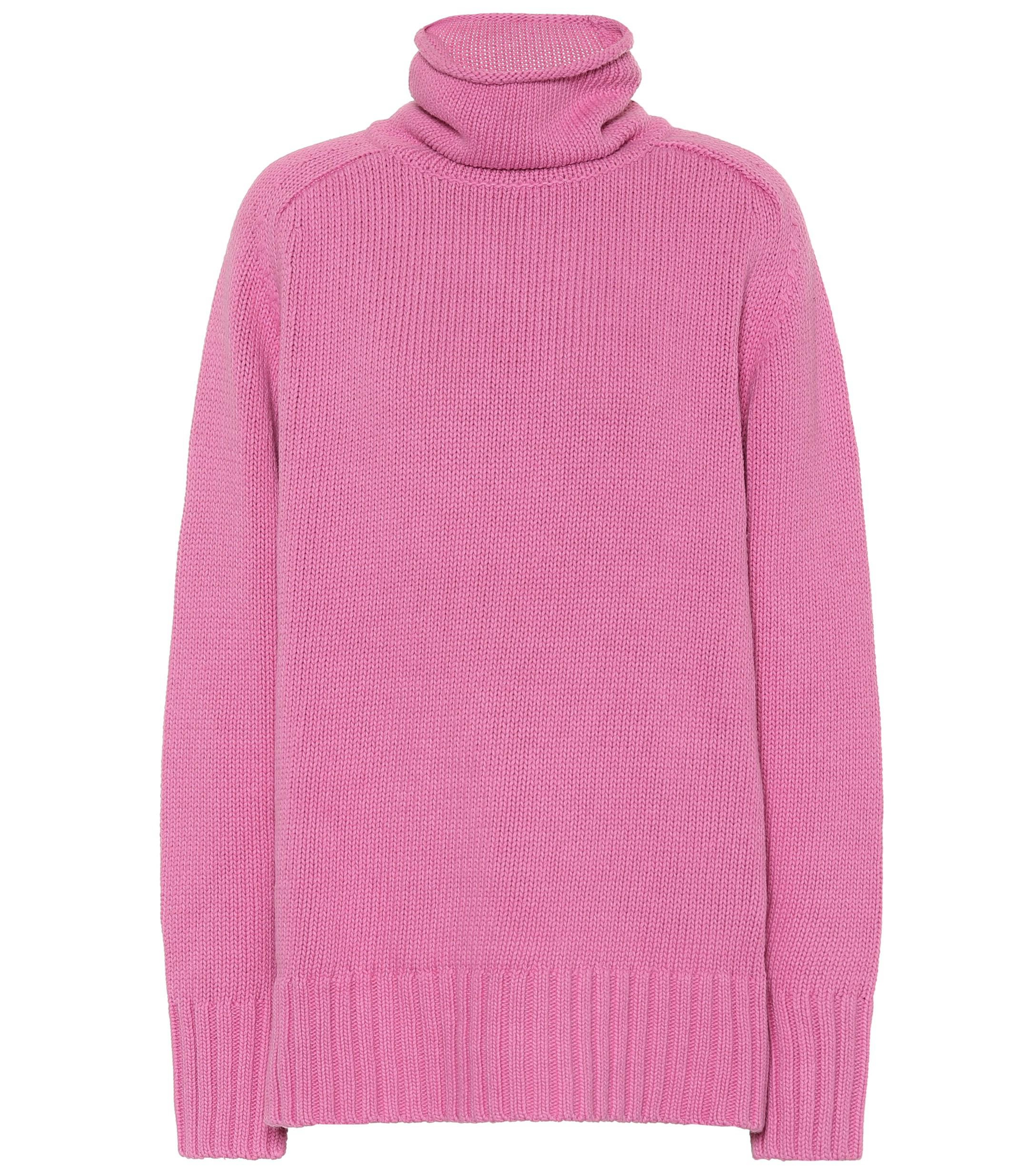 JOSEPH Cashmere Cotton-blend Turtleneck Sweater in Pink - Lyst