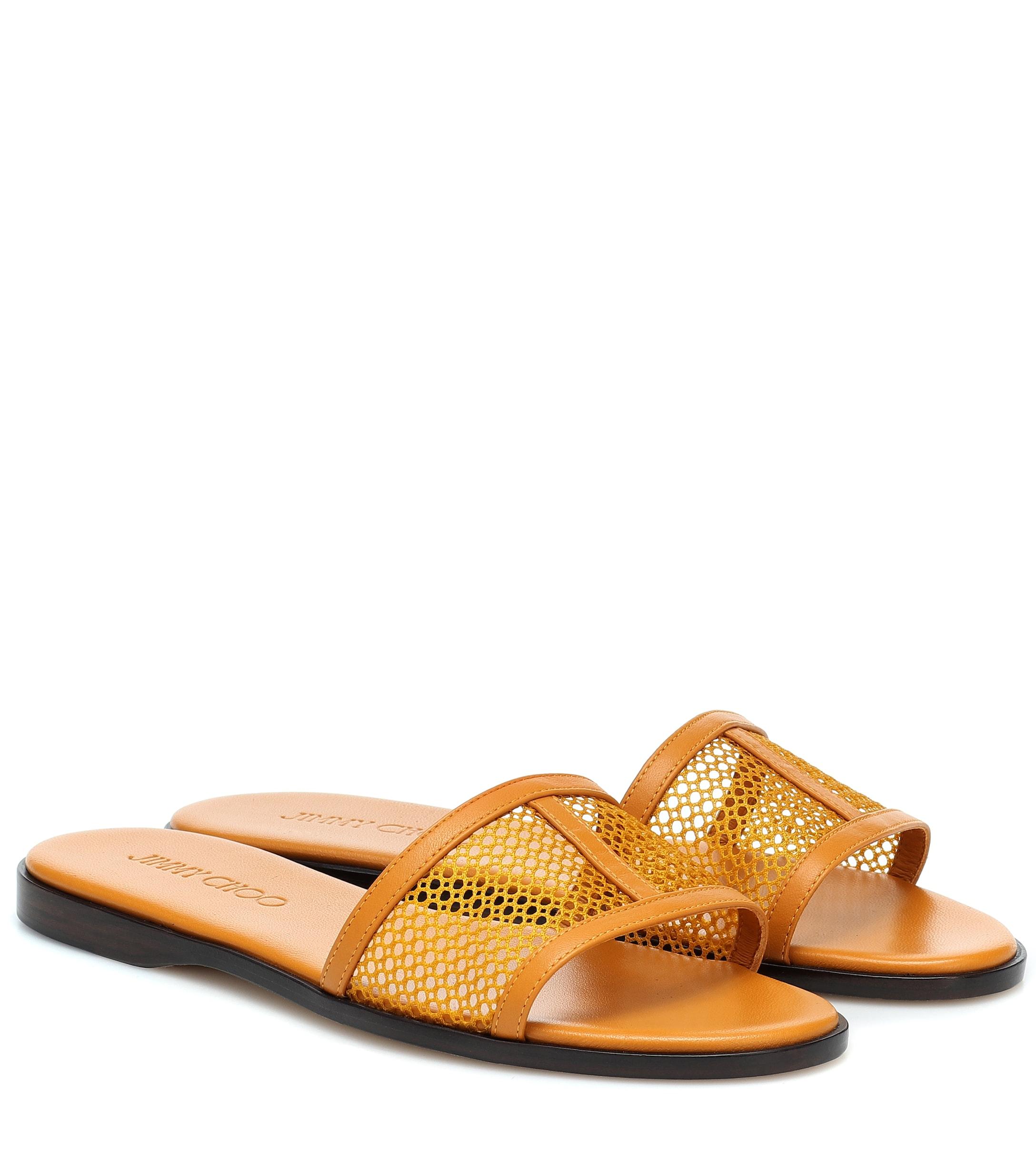 Jimmy Choo Minea Leather-trimmed Mesh Slides - Lyst