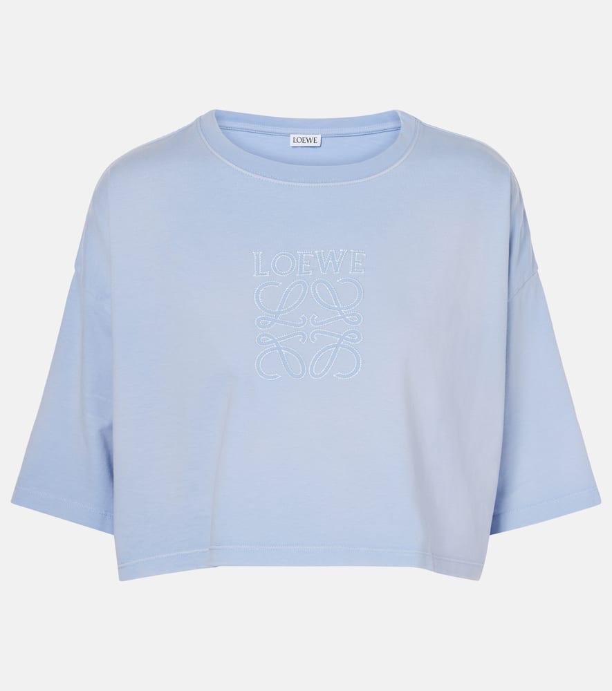 【LOEWE】Anagram cropped embroidered cotton T-shirt Tシャツ LOEWE Anagram cropped embroidered ribbed cotton T-shirt