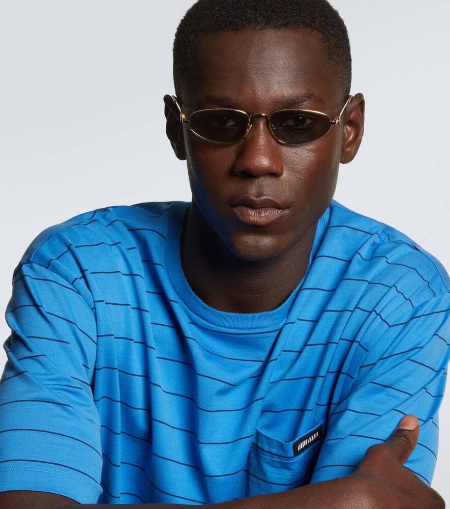 Miu Miu Logo Oval Sunglasses in Metallic for Men | Lyst UK