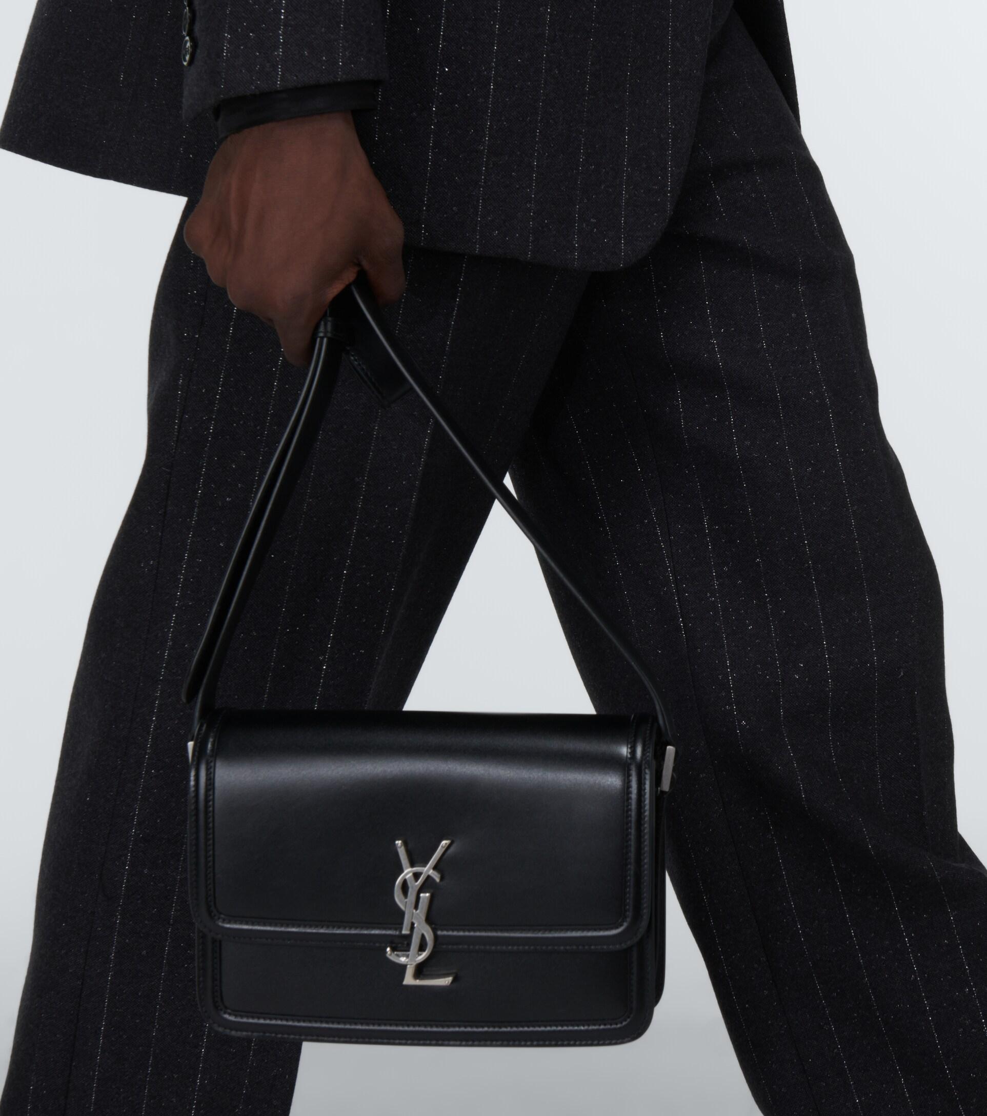 Saint Laurent Men's Solferino Leather Monogram Crossbody Bag, M