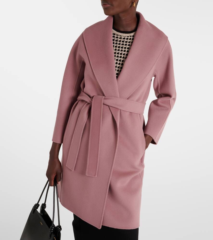 Max Mara Messi Belted Virgin Wool Coat in Pink | Lyst