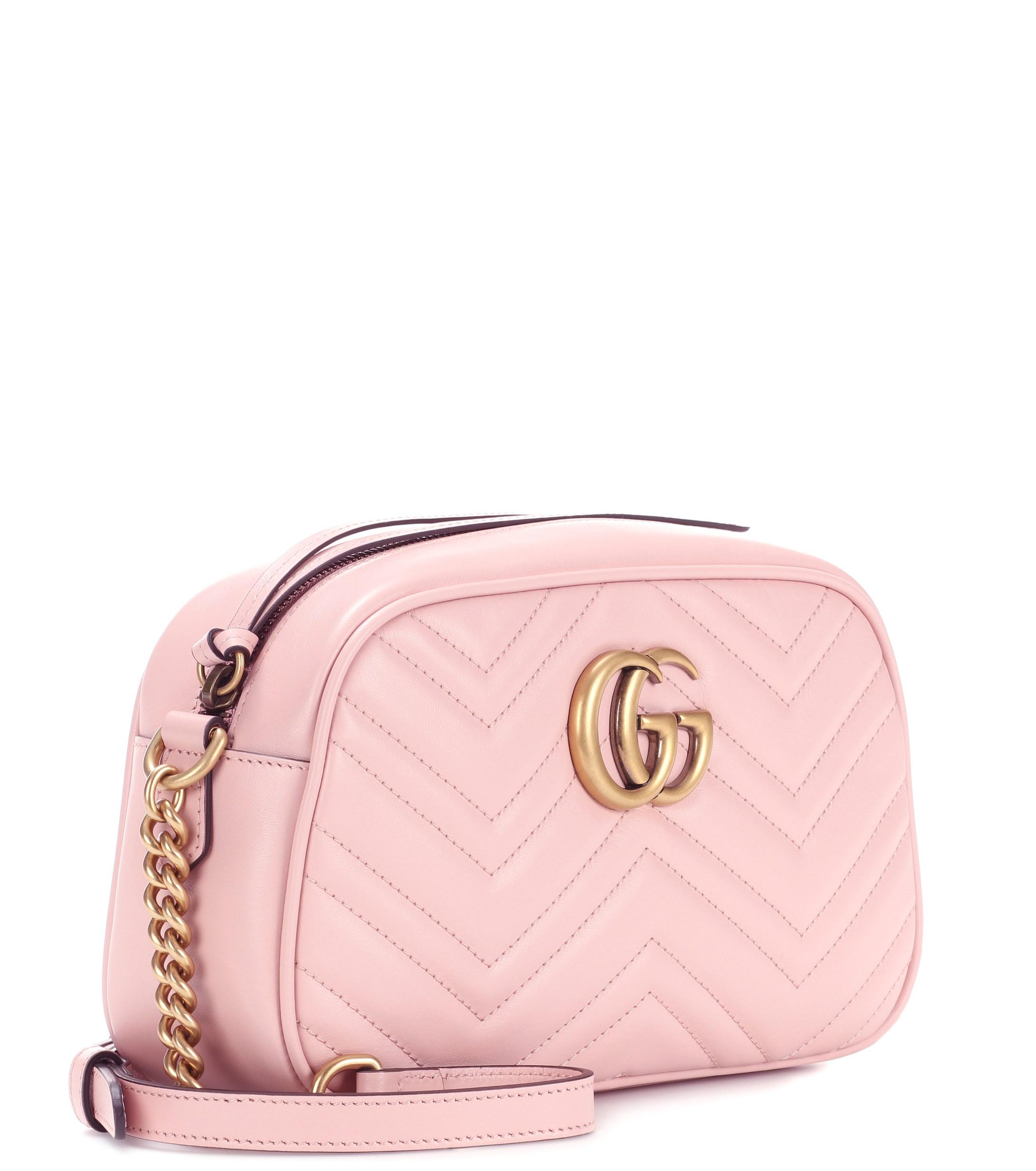 Gucci GG Marmont Leather Crossbody Bag in Pink - Lyst