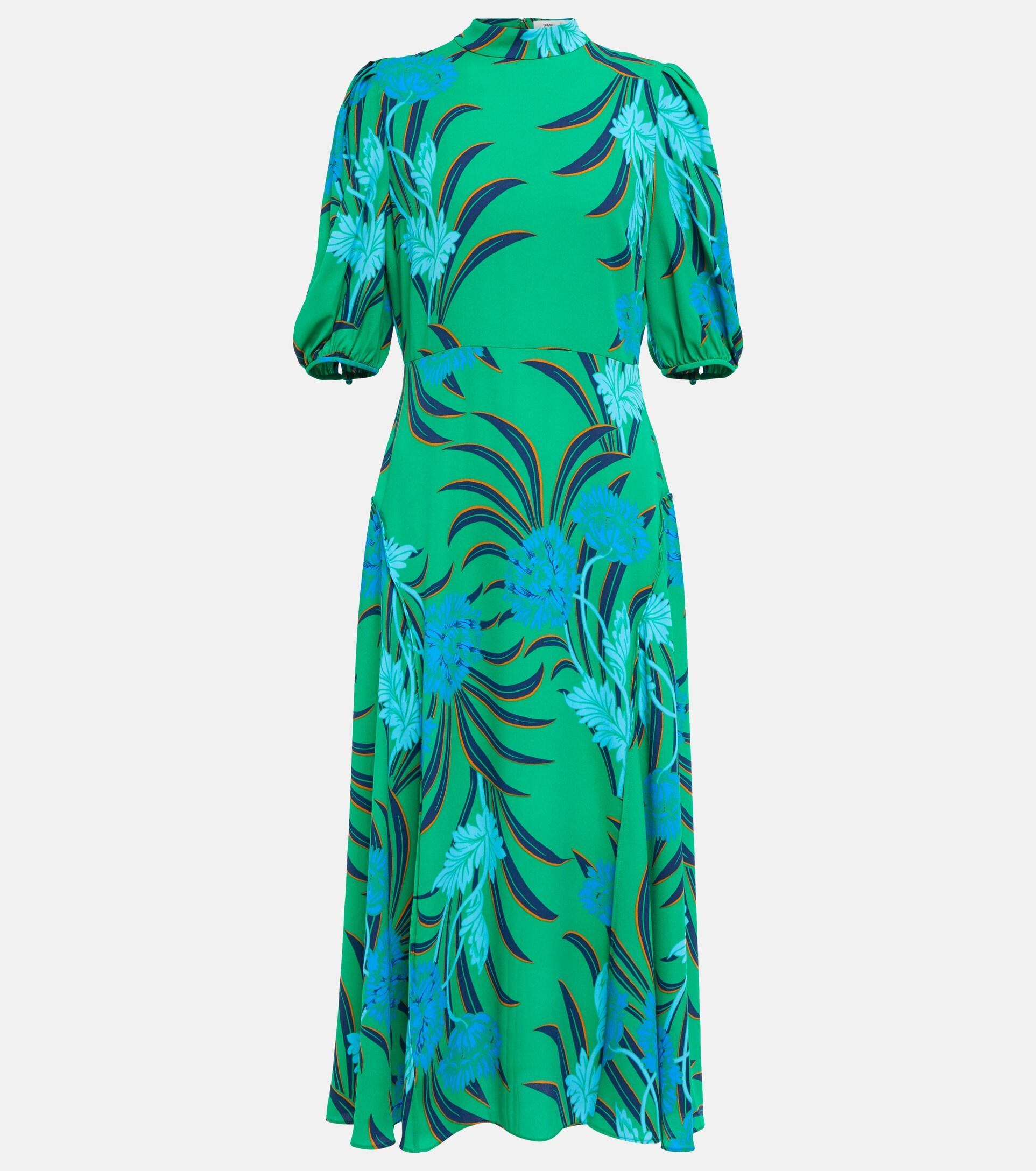 Diane von Furstenberg Nella Floral Midi Dress in Green | Lyst