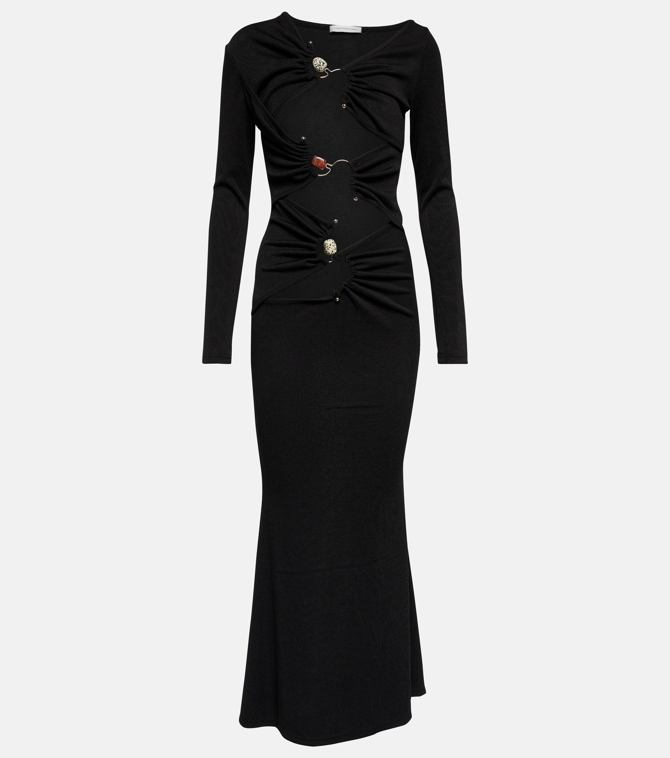Christopher Esber Embellished Cutout Jersey Maxi Dress in Black | Lyst ...