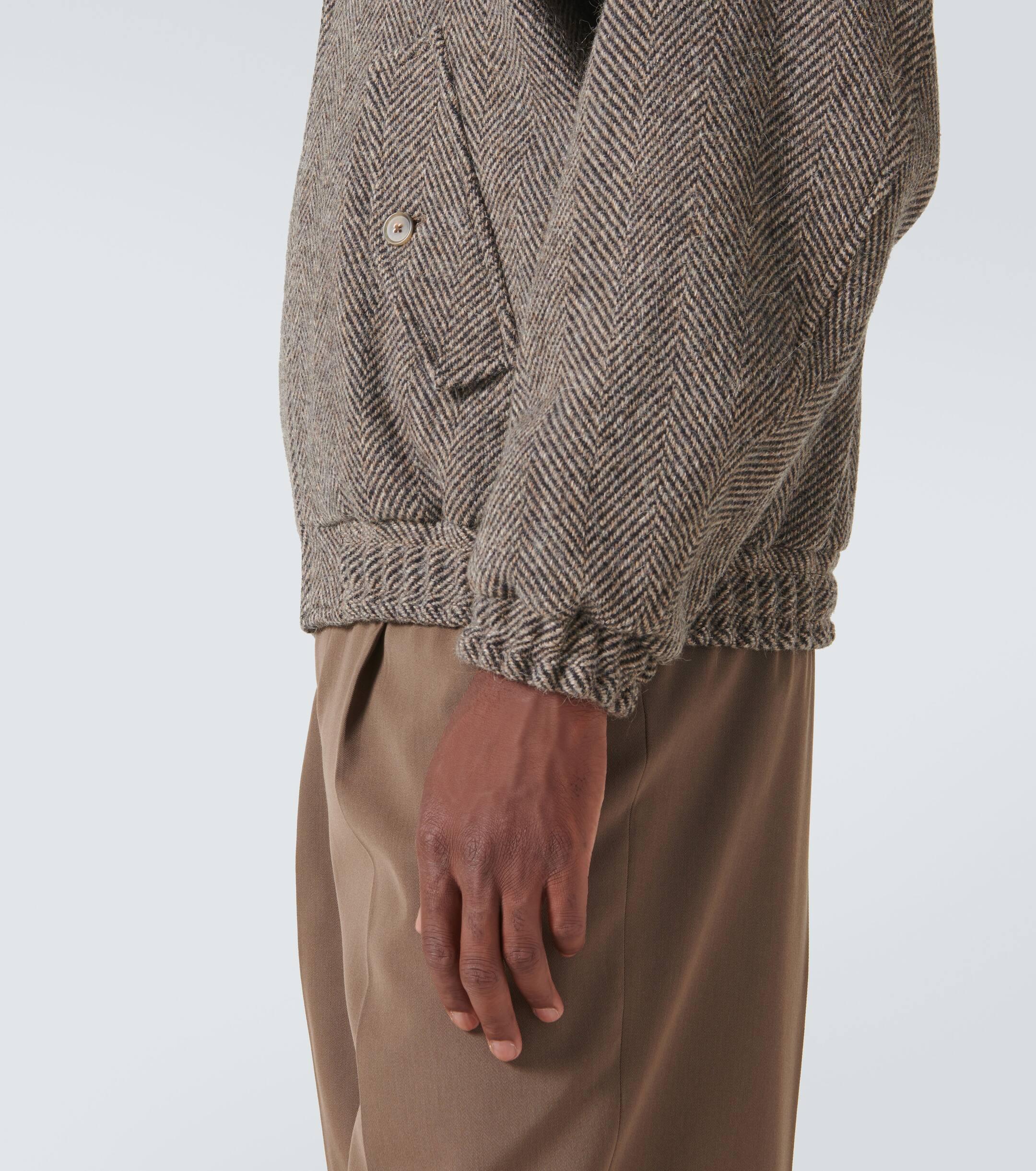 AURALEE Herringbone Wool Tweed Blouson in Brown for Men | Lyst UK