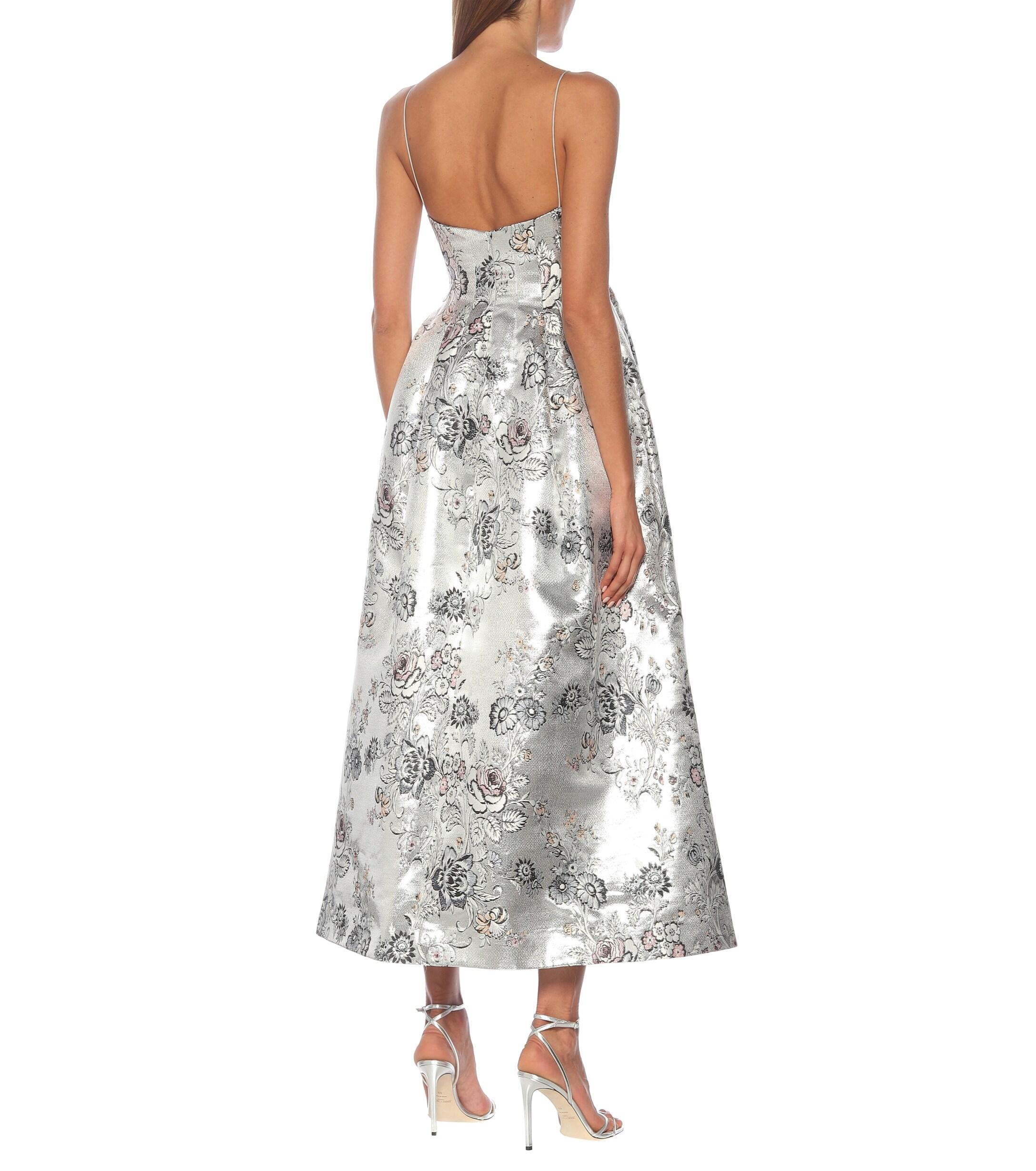 Erdem Adalyn Floral Jacquard Maxi Dress in Silver (Metallic) - Lyst