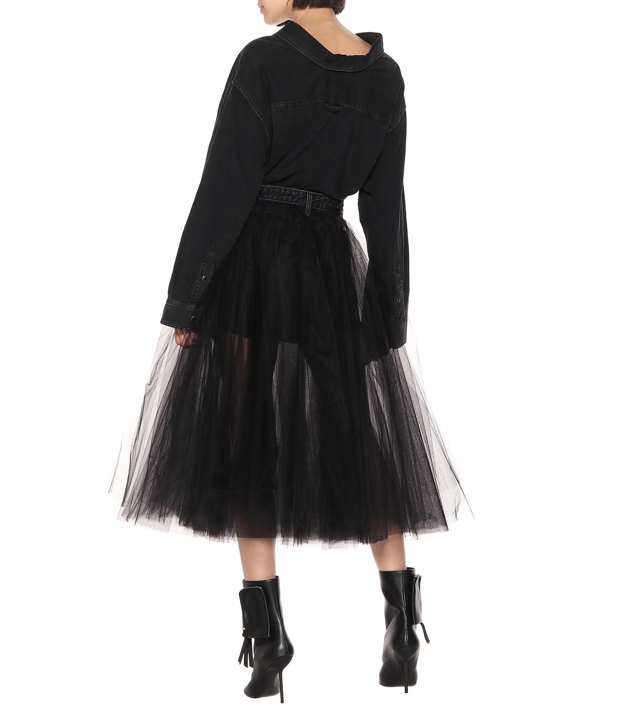 Unravel Project Denim And Tulle Skirt in Black - Lyst