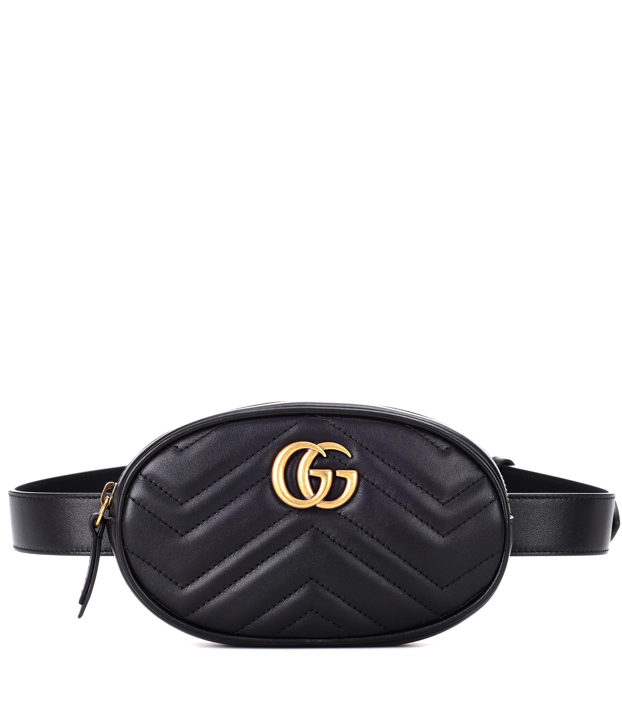 Gucci Marmont Leather Belt Bag in Black - Lyst
