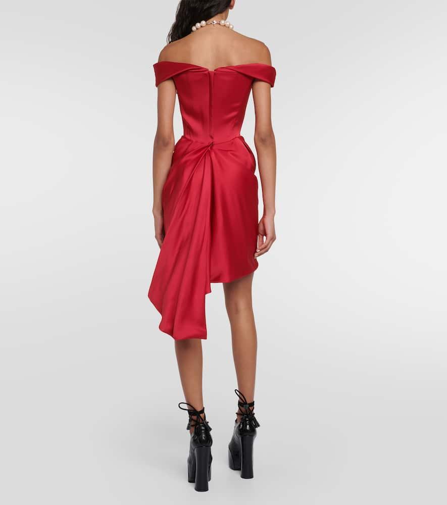 【Vivienne Westwood】Nova Cora レッド サテン ミニドレス Nova Cora crêpe satin minidress in red - Vivienne Westwood