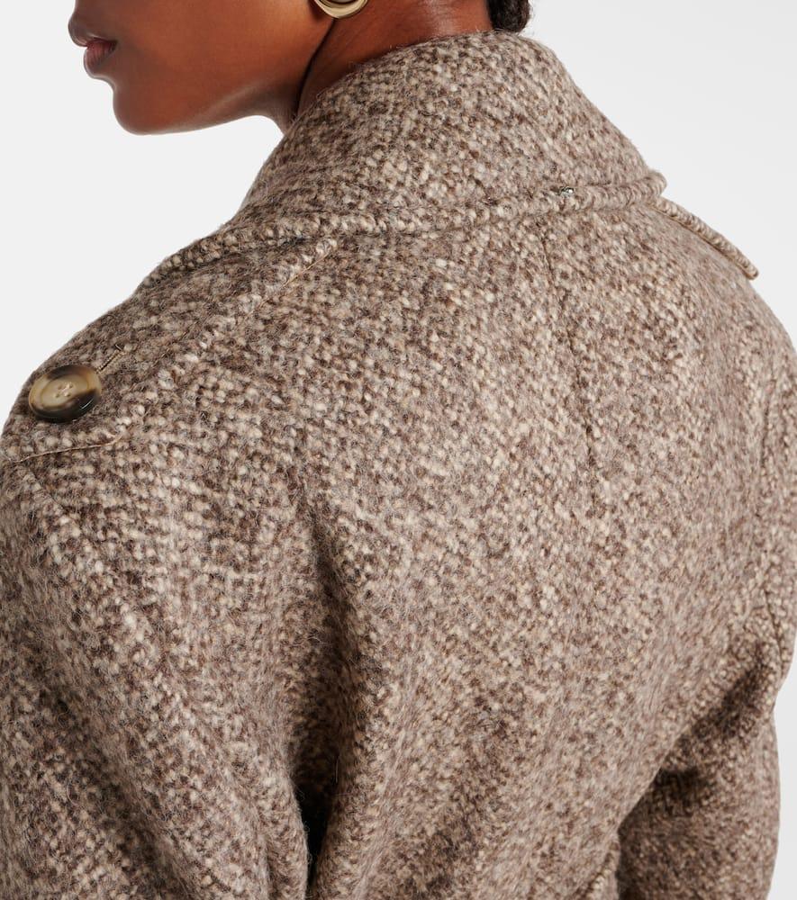 Sportmax Denaro Wool-Blend Tweed Trench Coat in Brown | Lyst