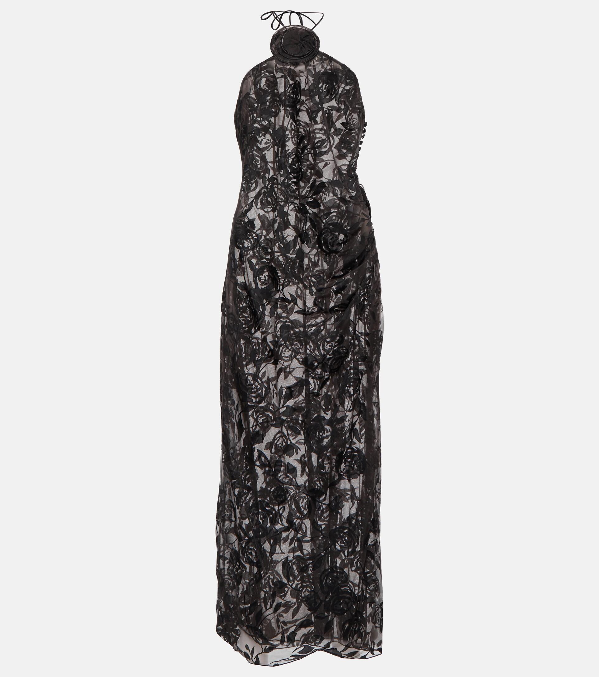 Magda Butrym Halterneck Lace Midi Dress In Black Lyst