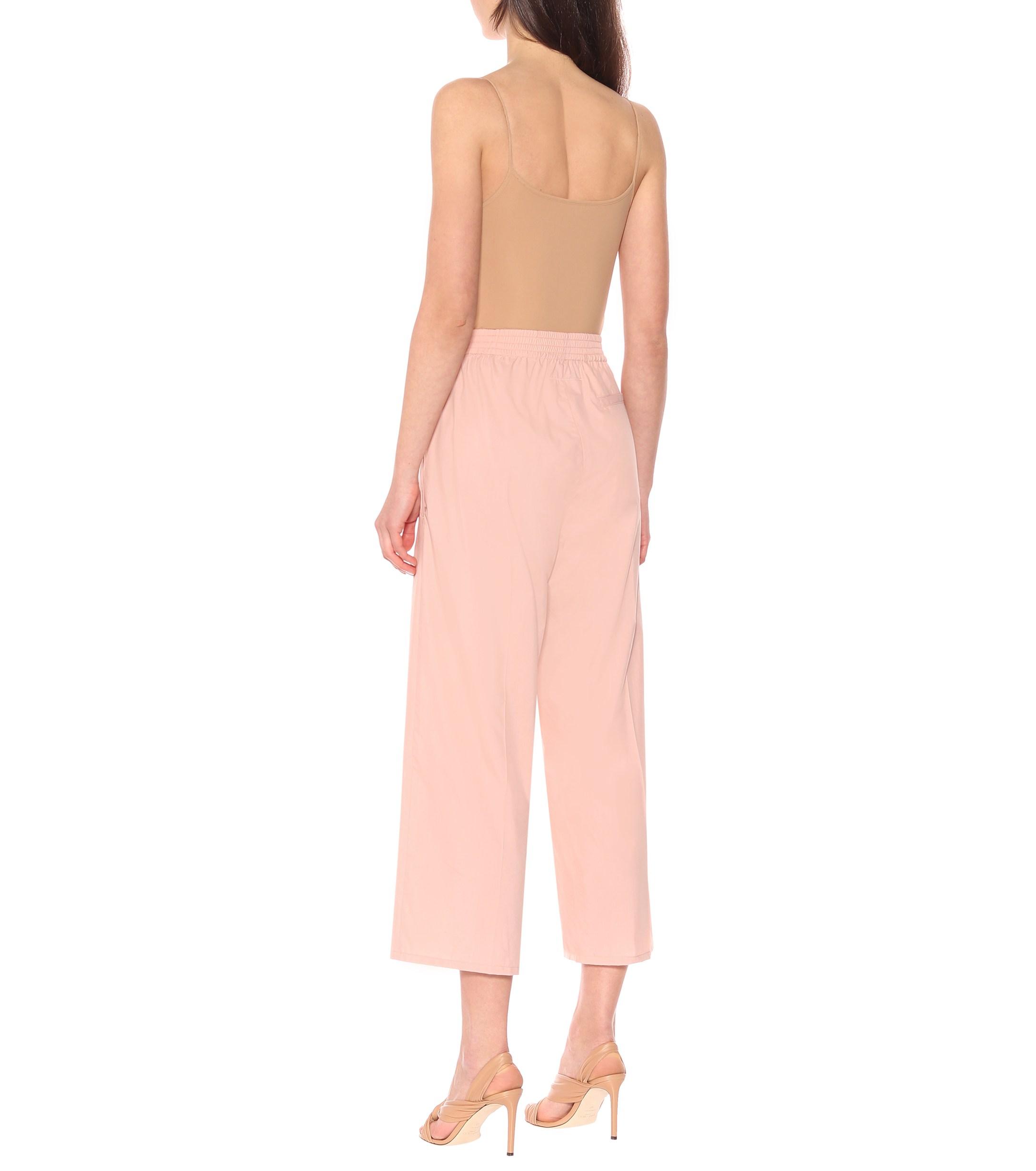 MM6 by Maison Martin Margiela Cropped Cotton-blend Pants in Pink - Lyst