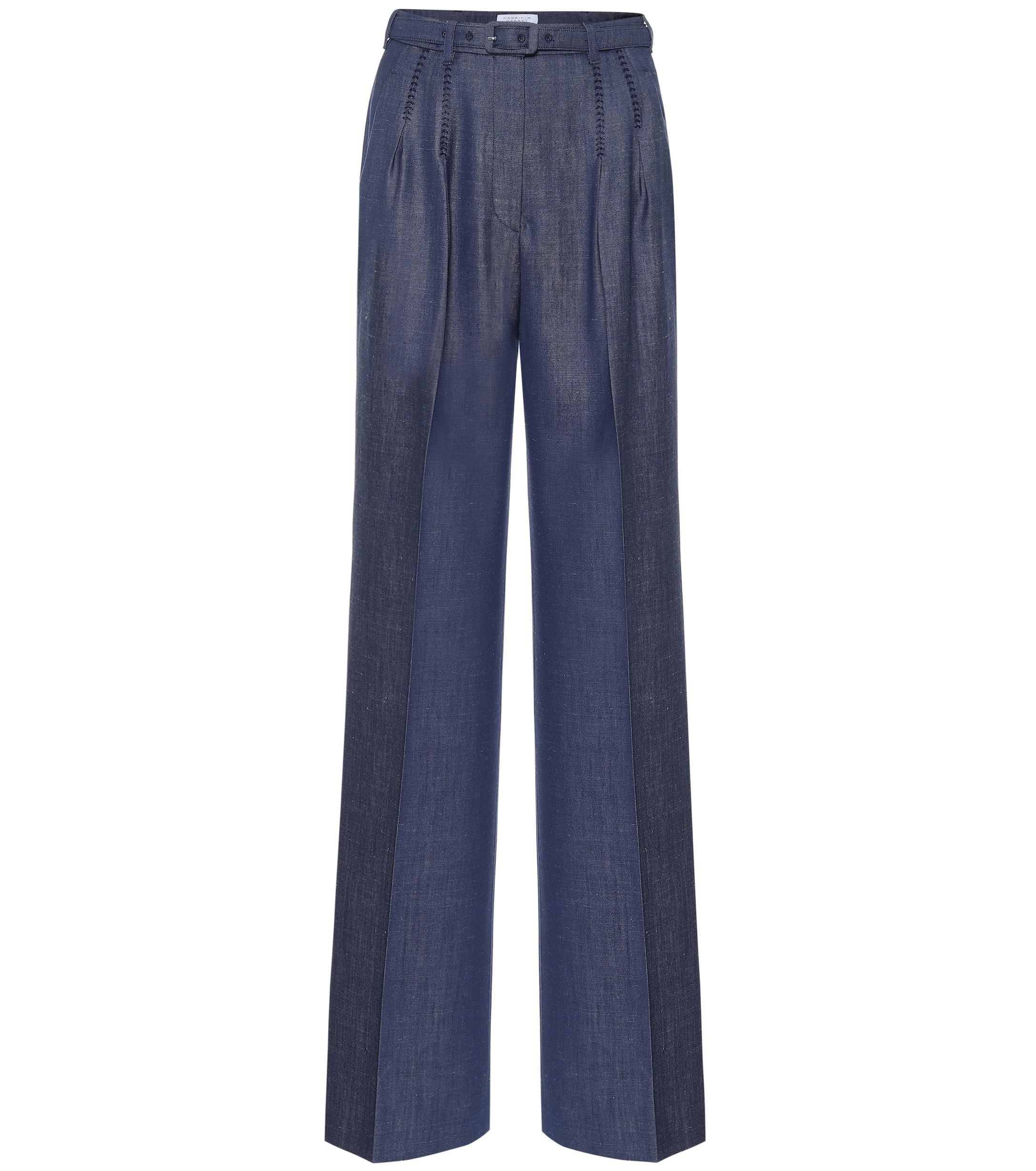 Gabriela Hearst Vargas Belted Wool-blend Pants in Blue - Lyst