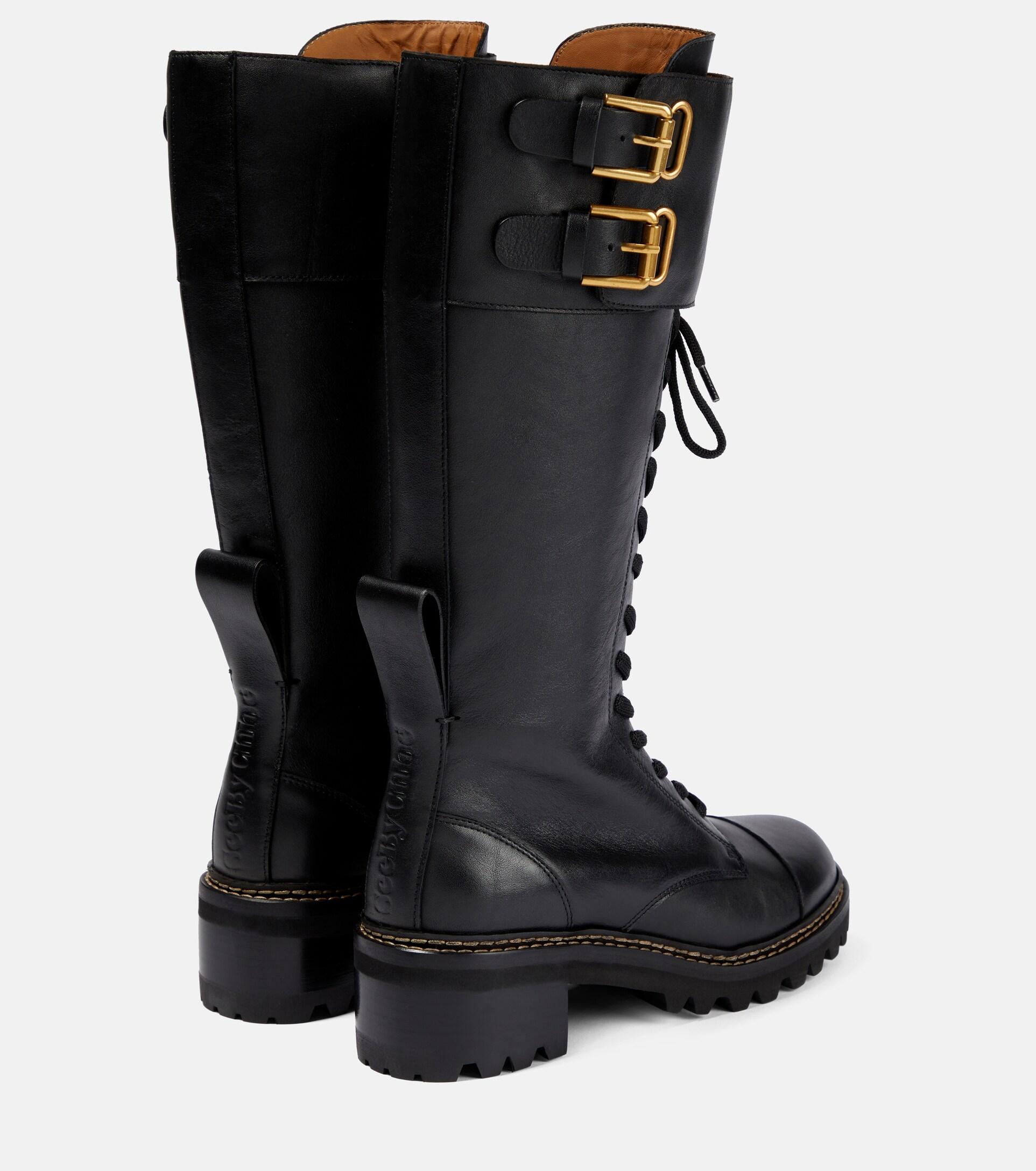 See By Chloé Mallory Leather Combat Boots in Black | Lyst