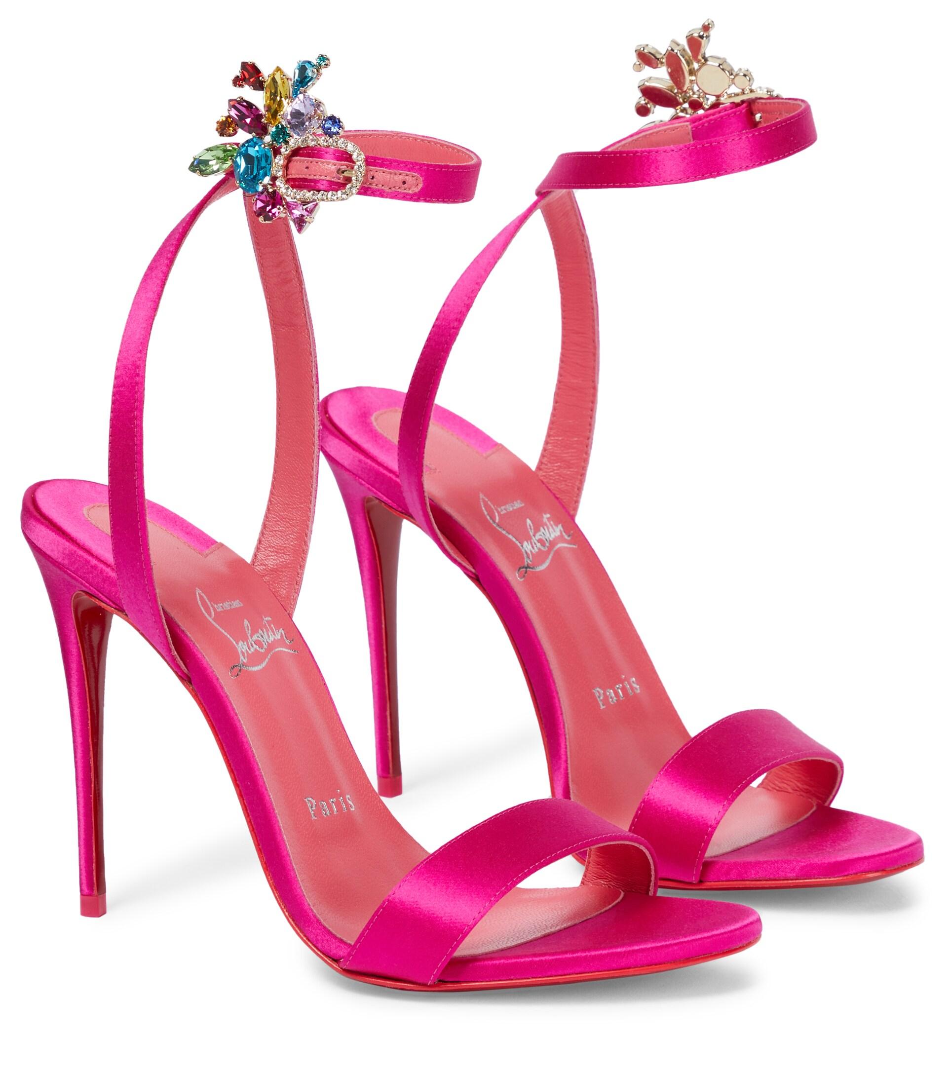 Christian Louboutin Goldie Joli 100 Satin Sandals in Pink | Lyst