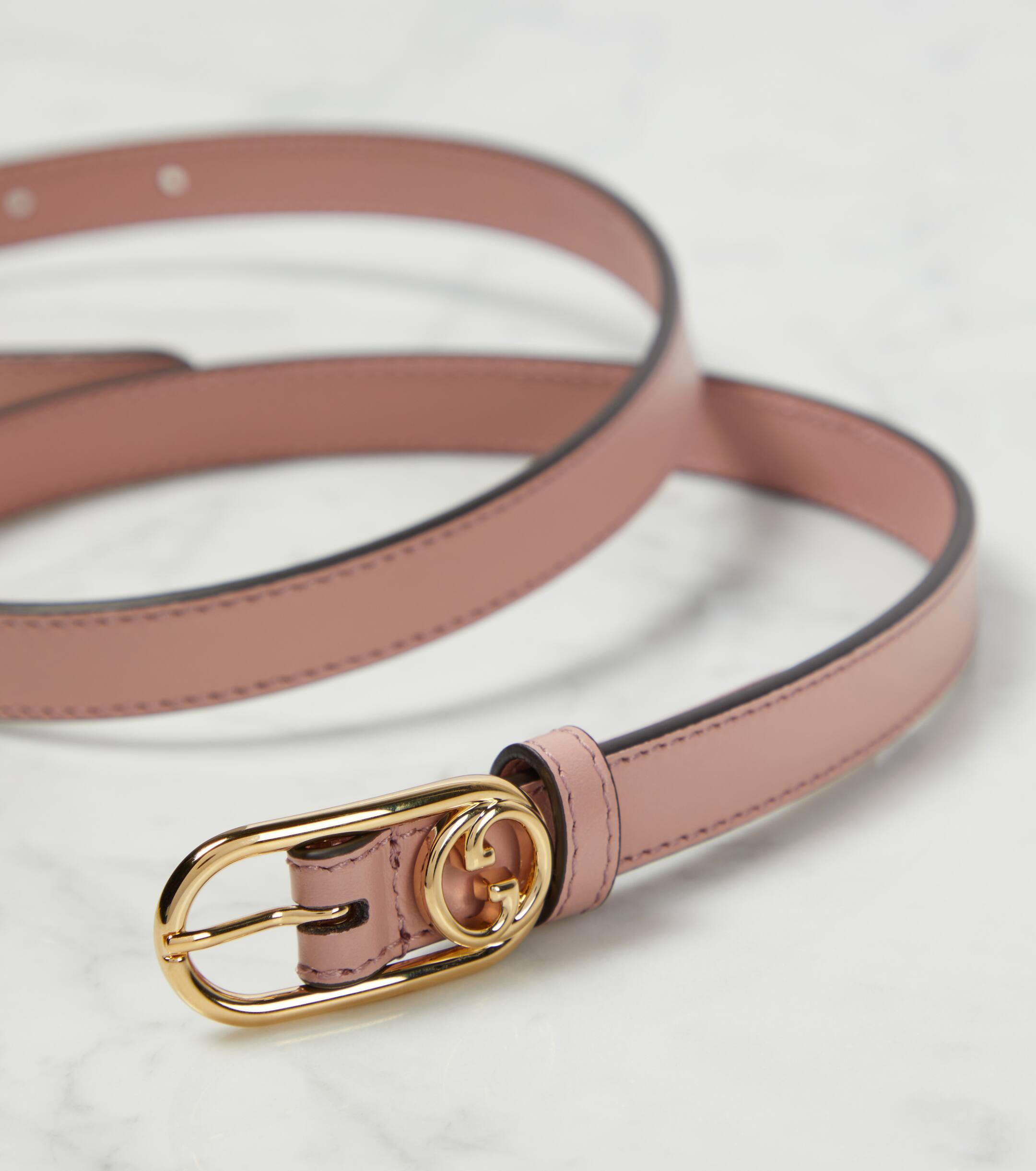 Gucci Pink Leather Belt with Gold Interlocking G Buckle Gucci Pink Microguccissima Patent Leather Interlocking Belt main image 3