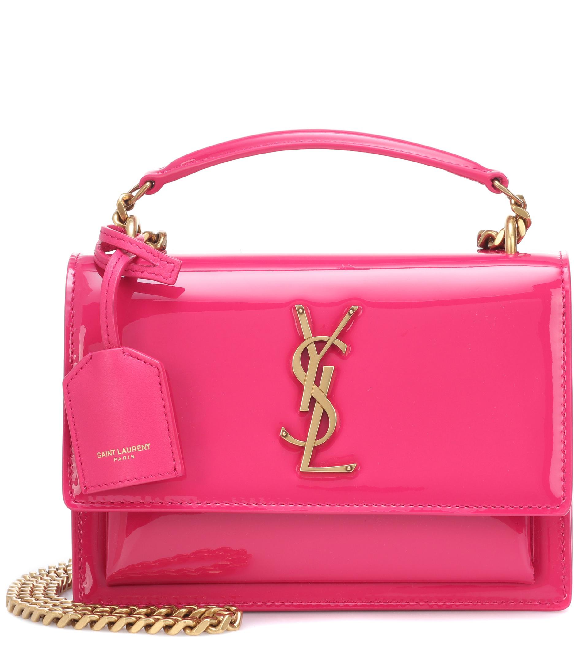 Saint Laurent Leather Small Sunset Monogram Shoulder Bag in Pink | Lyst