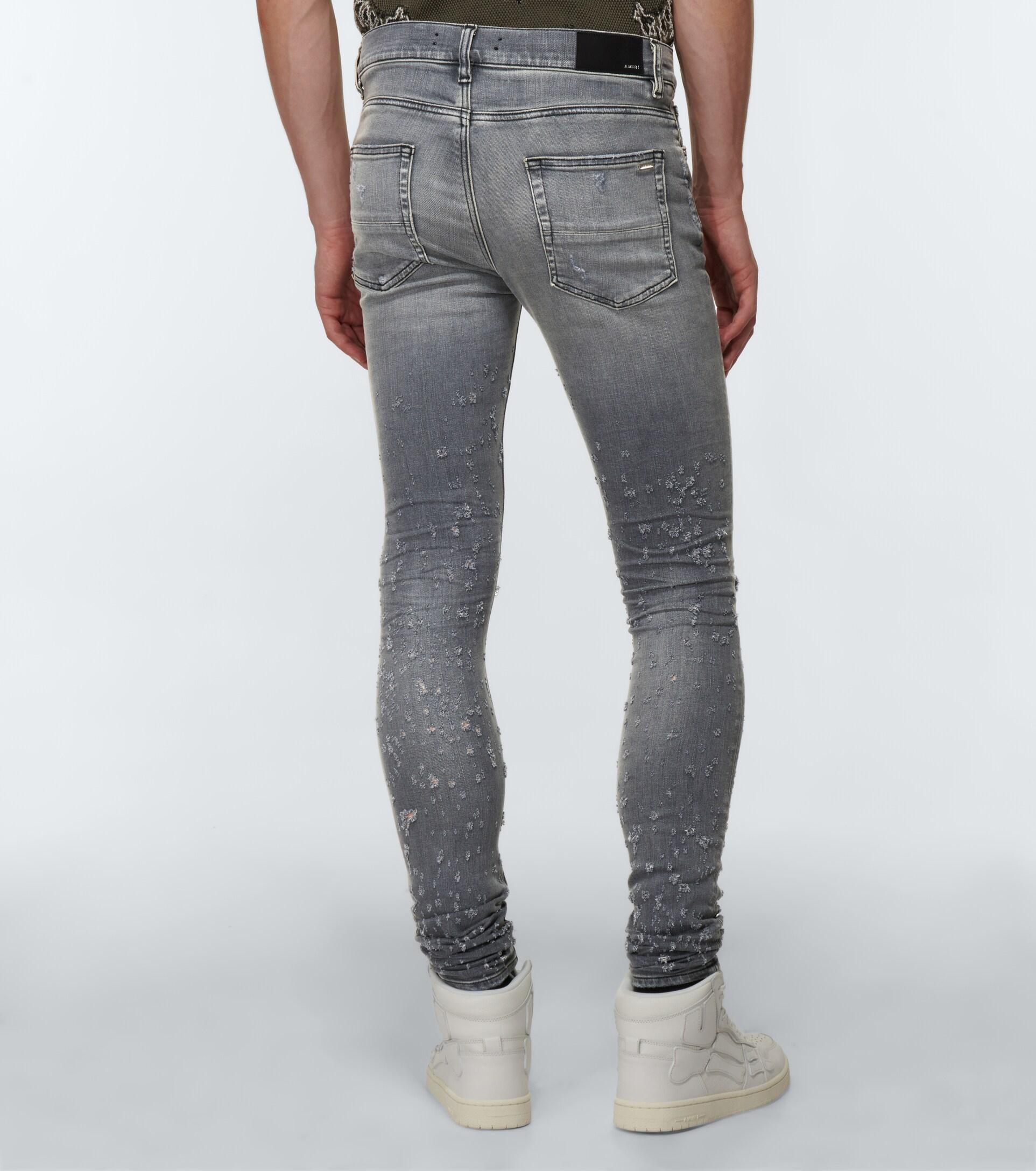 Amiri Men's Gray Shotgun Distressed Skinny Jeans