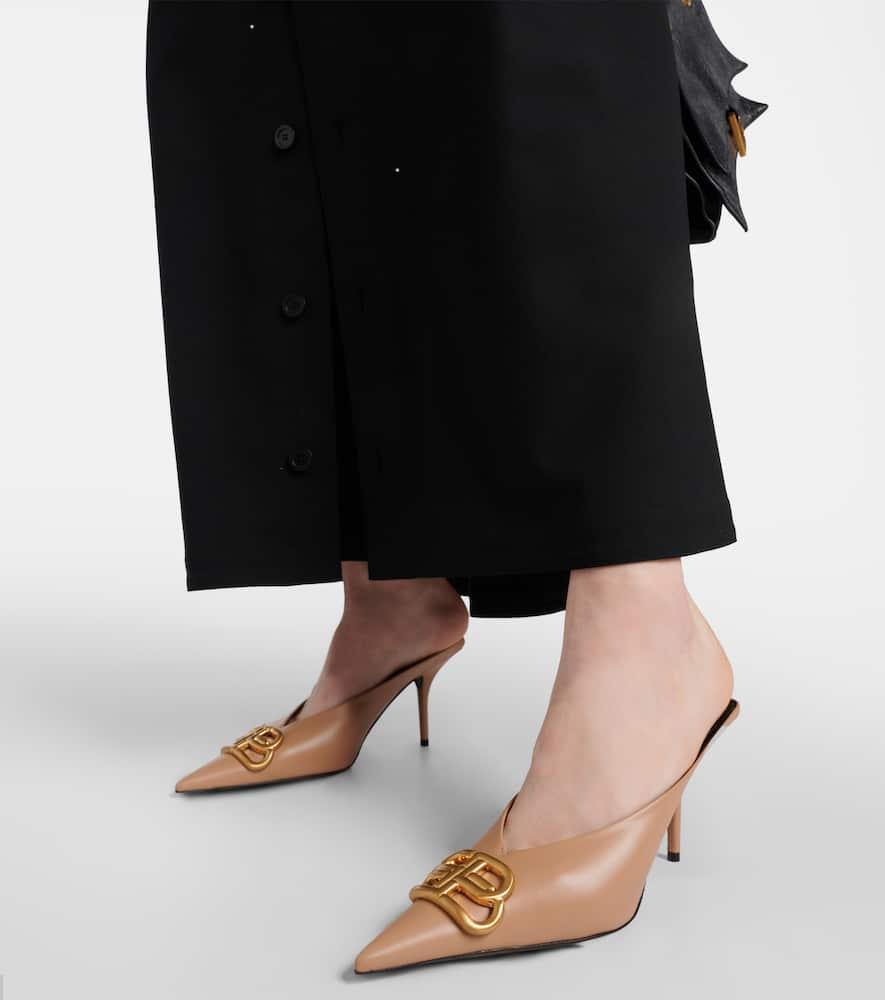 Balenciaga Square Knife 80 Bb Leather Mules in Natural | Lyst