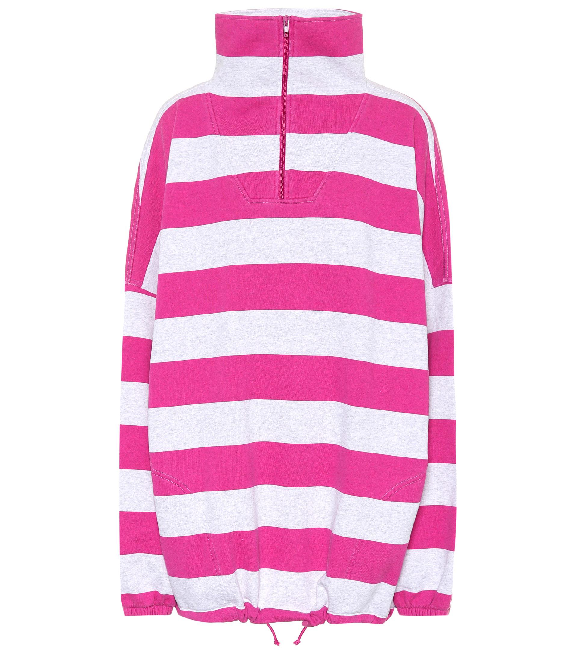 Balenciaga Striped Cotton-blend Sweatshirt in Pink | Lyst