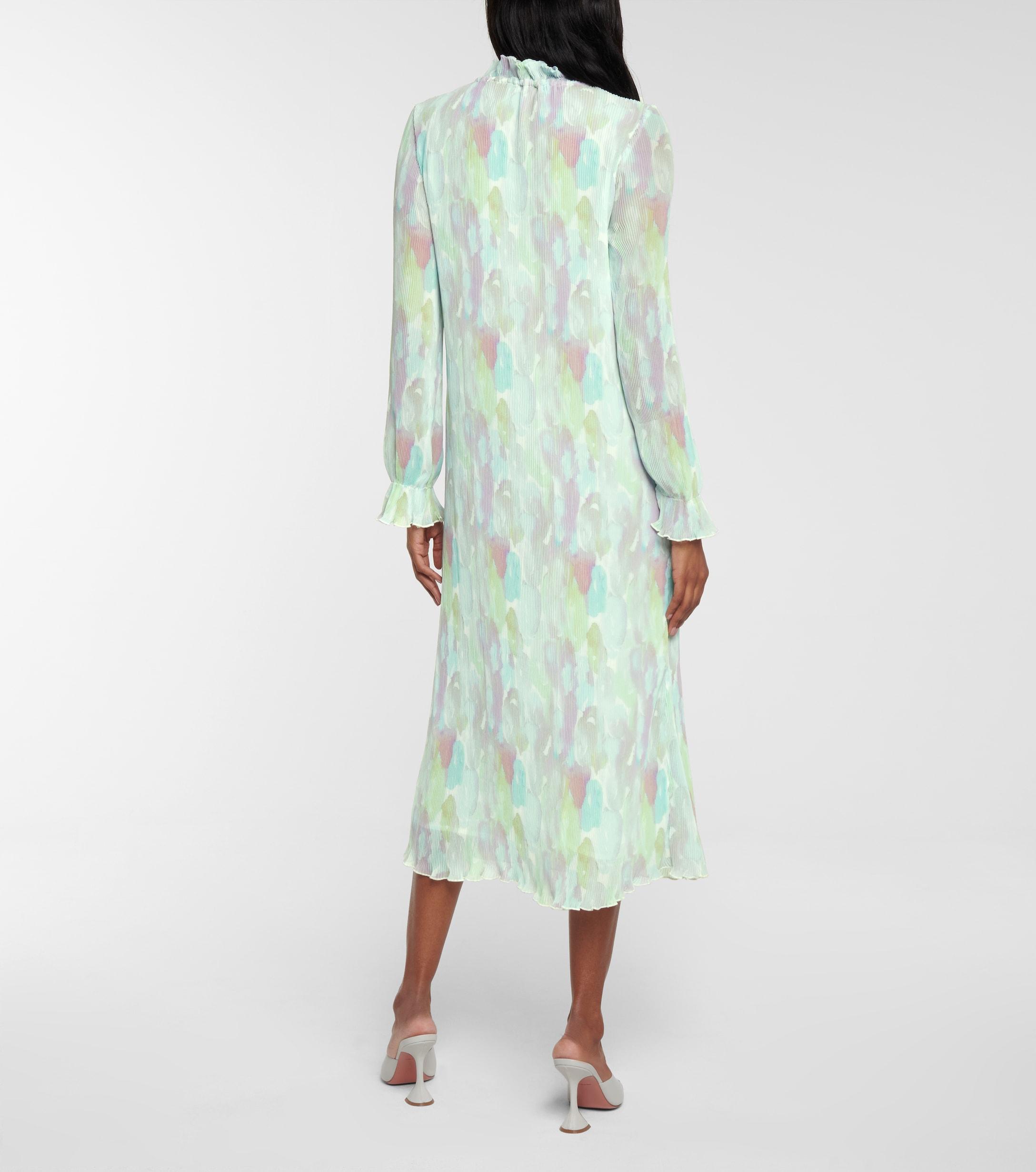 Ganni Printed Pleated Georgette Midi 