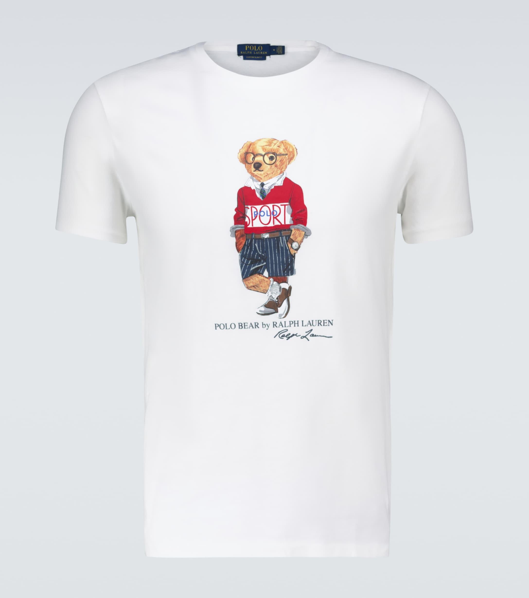 Polo Ralph Lauren Cotton Sport Bear White T-shirt for Men | Lyst