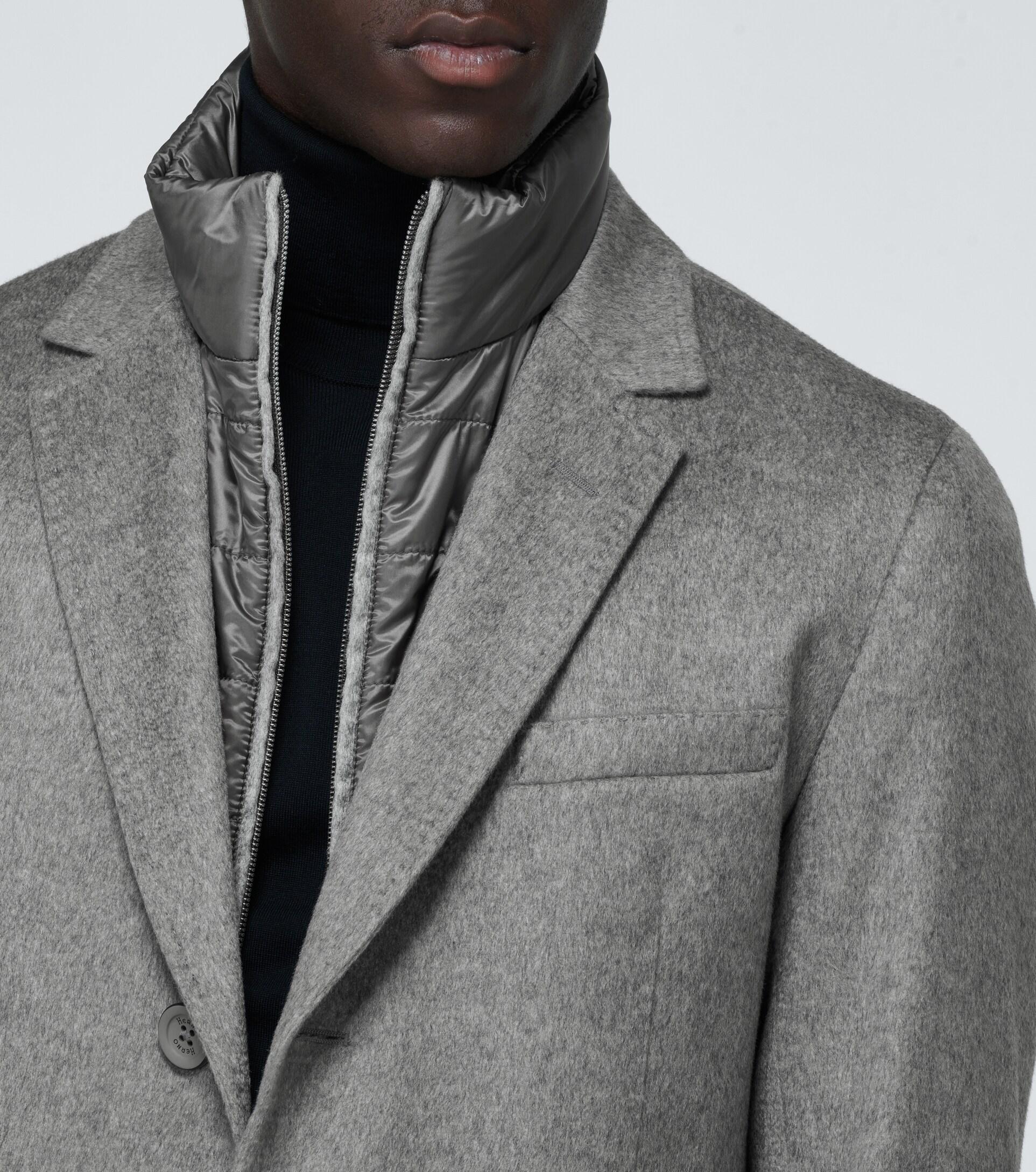 Herno Layered Cashmere Overcoat in Gray for Men | Lyst