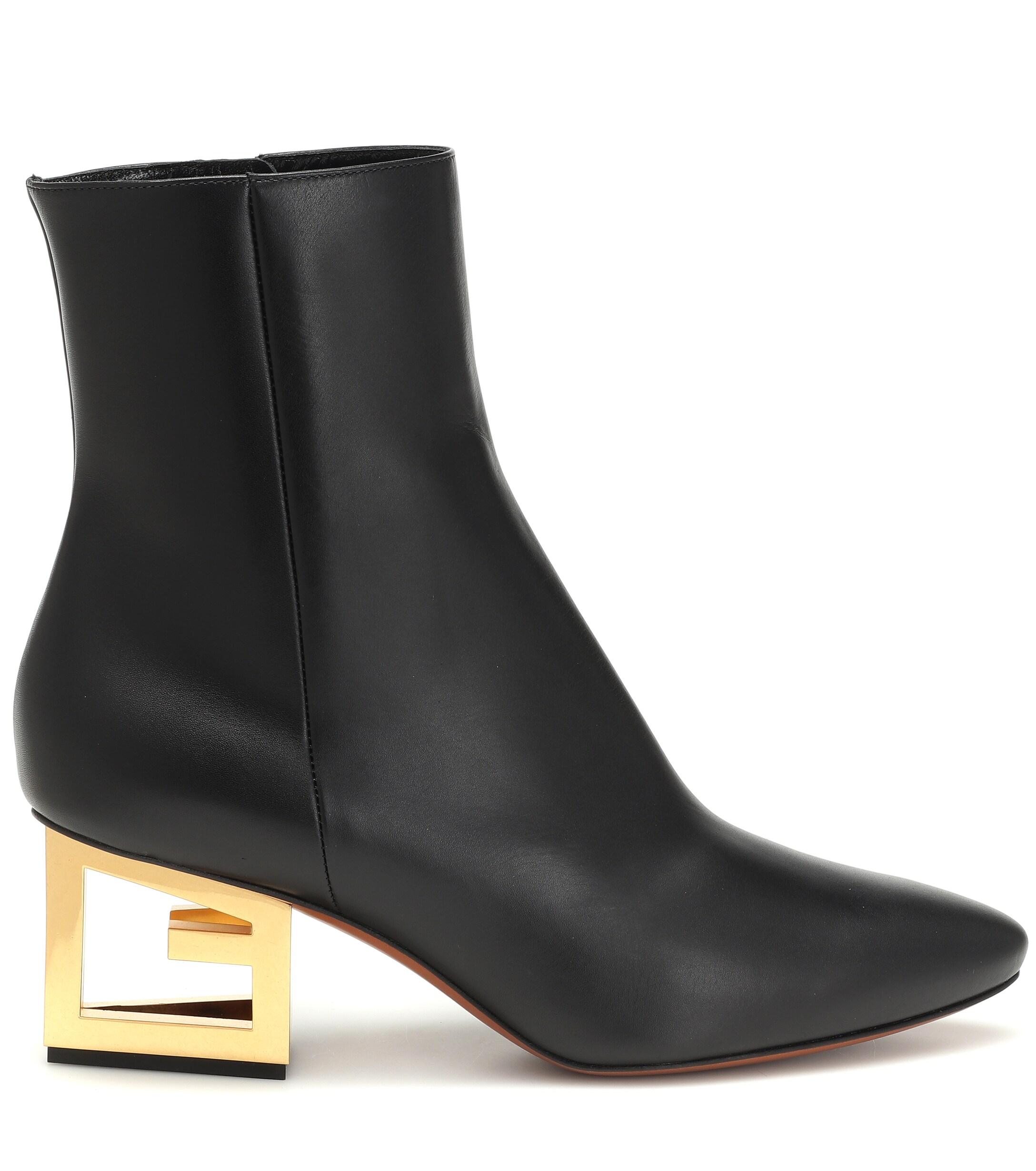Givenchy Logo-heel Leather Ankle Boots in Black - Lyst