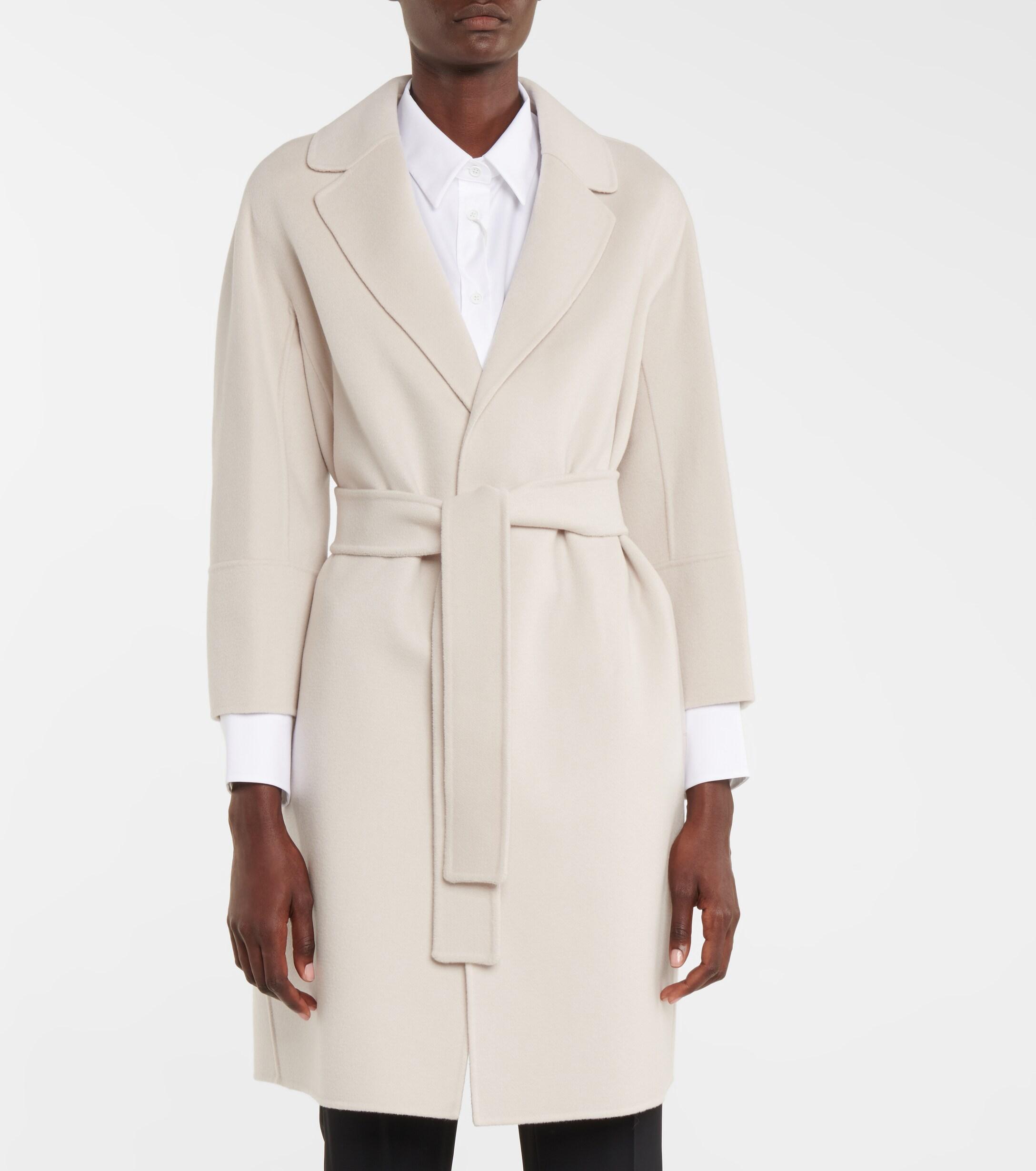 Rommelig analyse solidariteit Max Mara Arona Belted Wool Coat in White | Lyst
