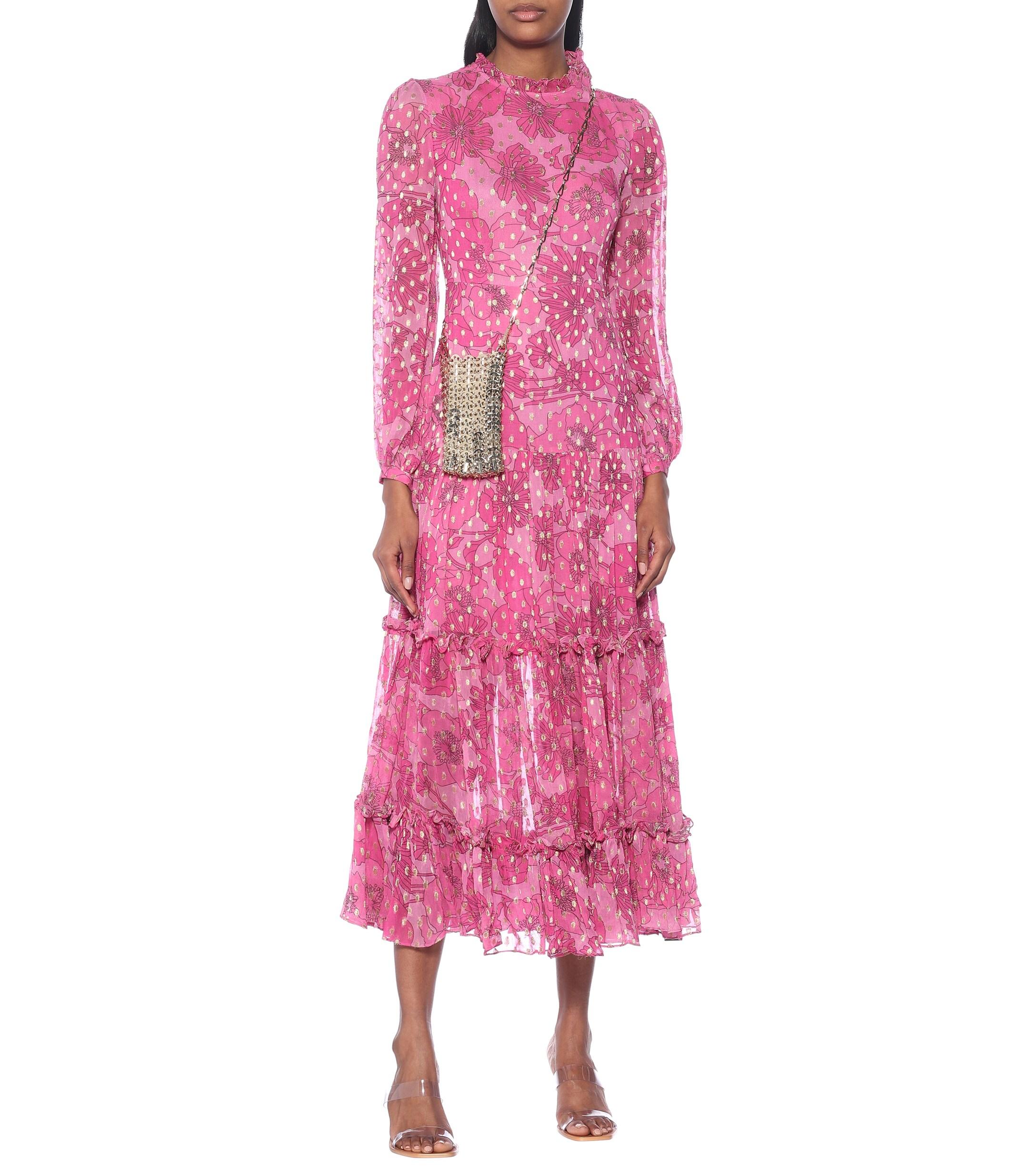 RIXO London Becky Floral Midi Dress in Pink - Lyst