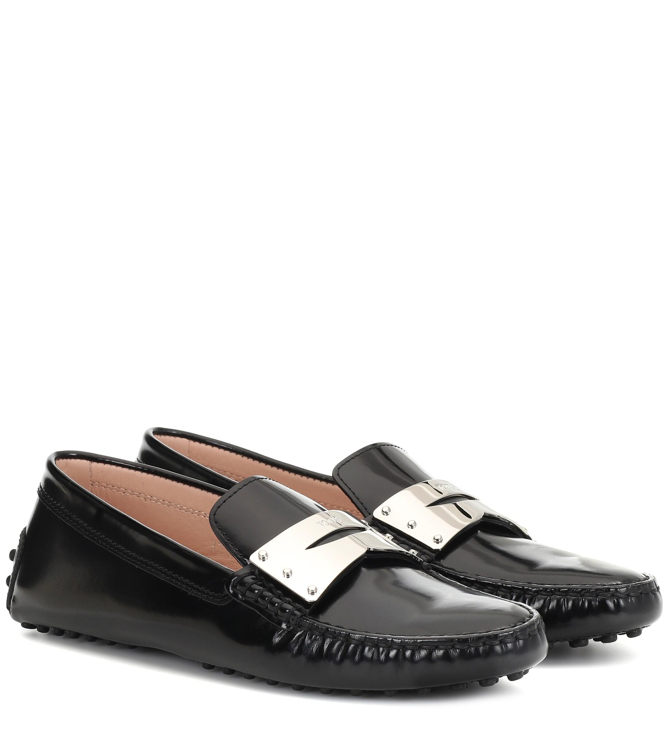 Tod's Gommino Patent Leather Moccasins in Black - Lyst