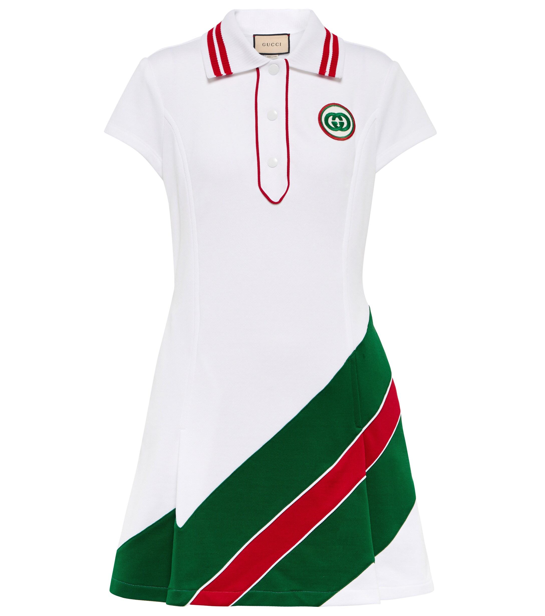 Gucci Web Jersey Pique Dress in White | Lyst UK
