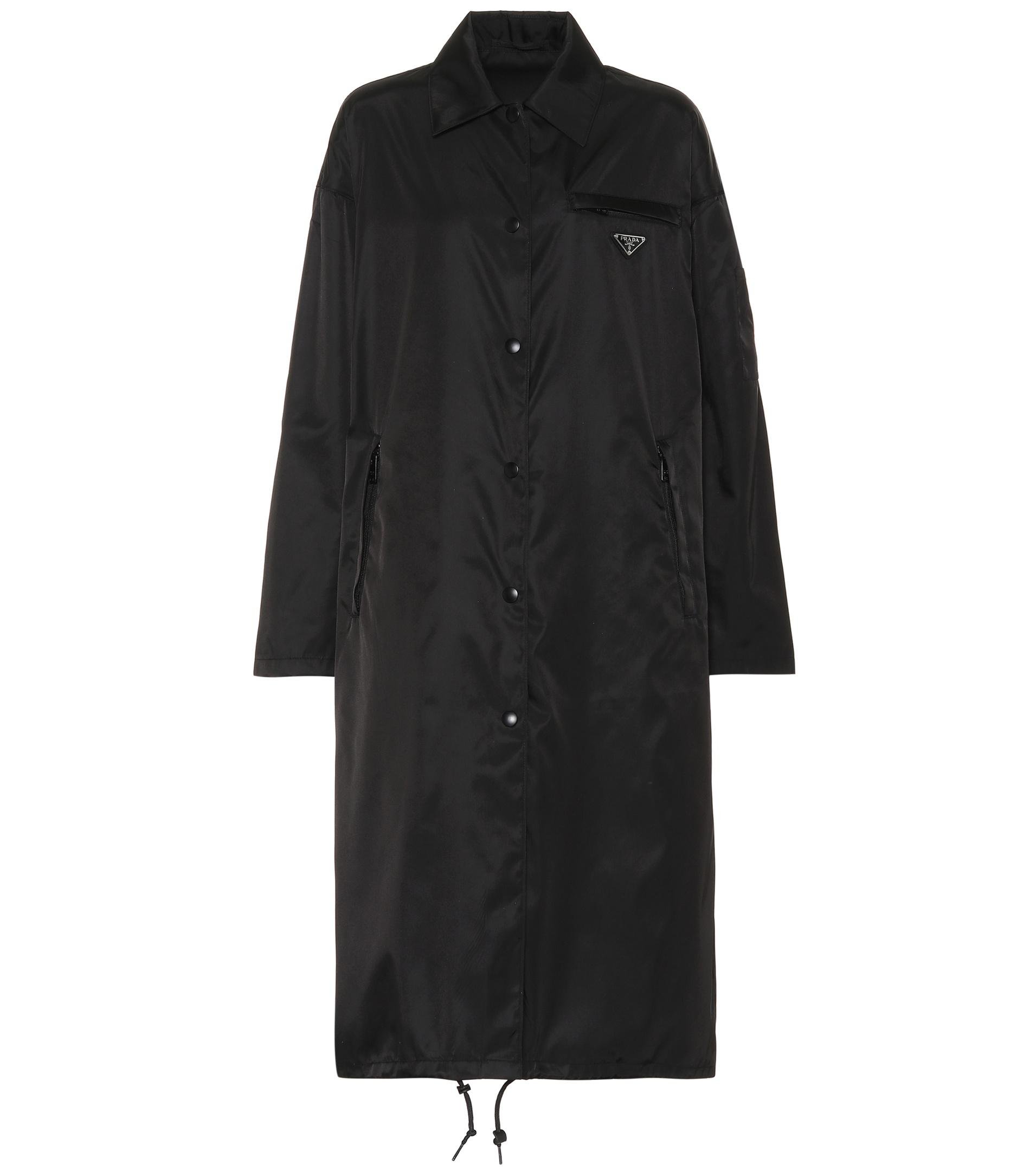 Prada Synthetic Long Nylon Gabardine Coat in Black Lyst