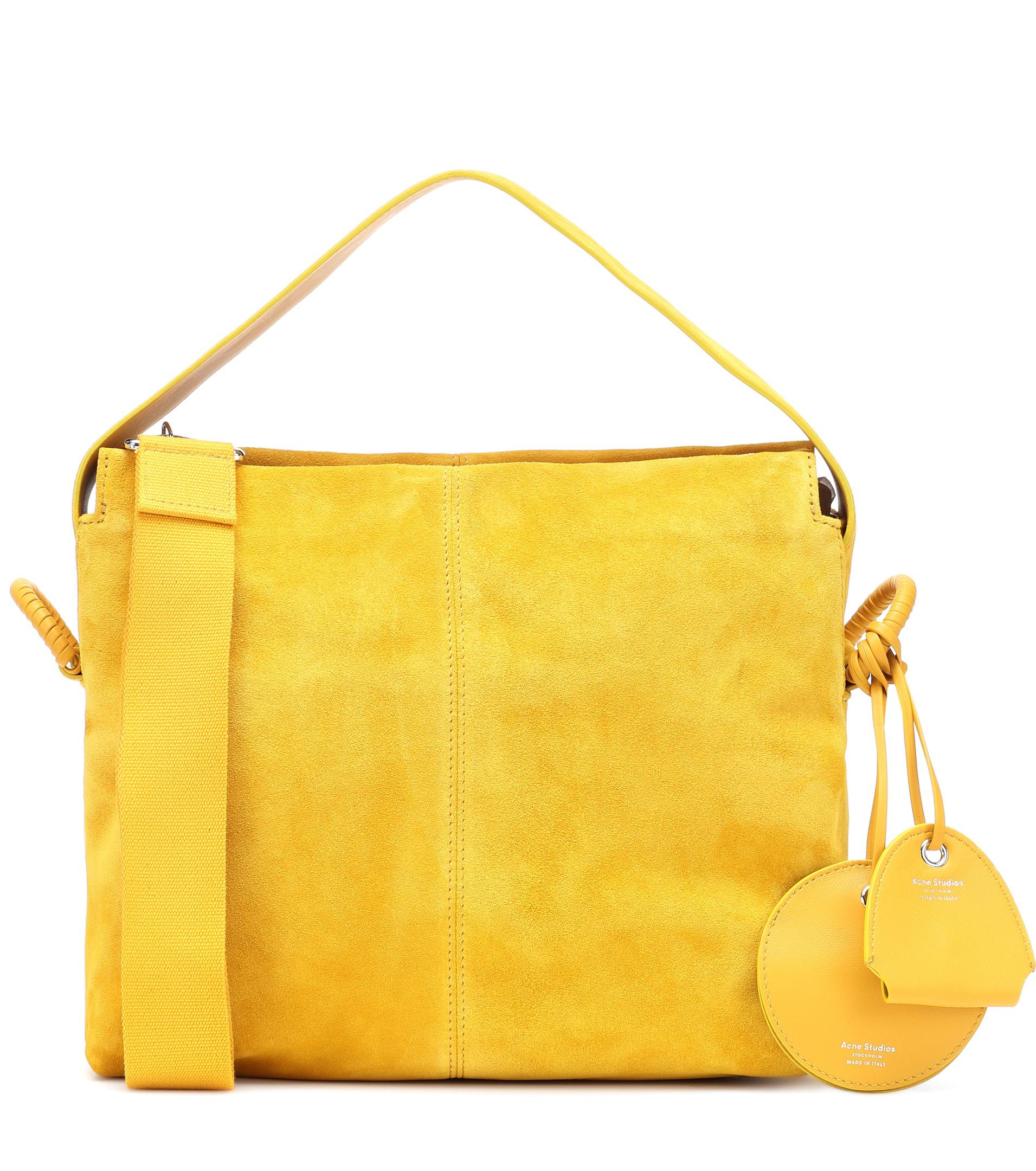 yellow suede handbag
