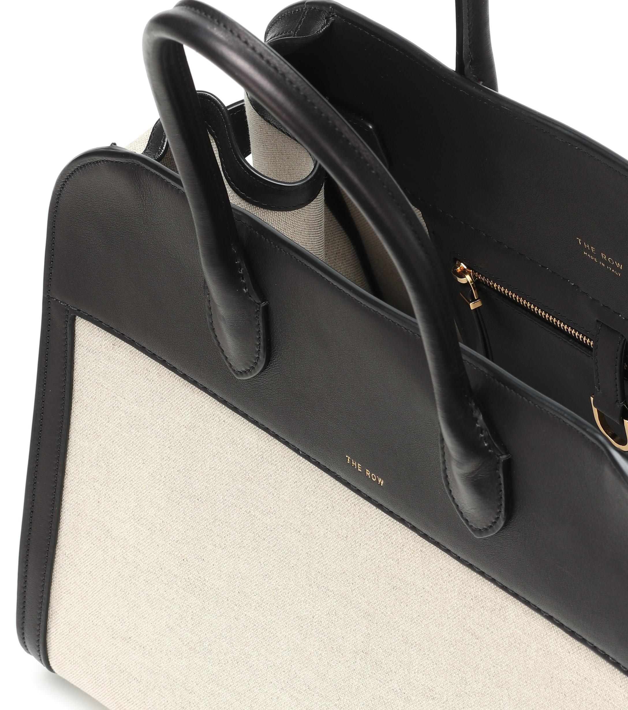 The Row Margaux 15 Canvas And Leather Tote in Black - Lyst