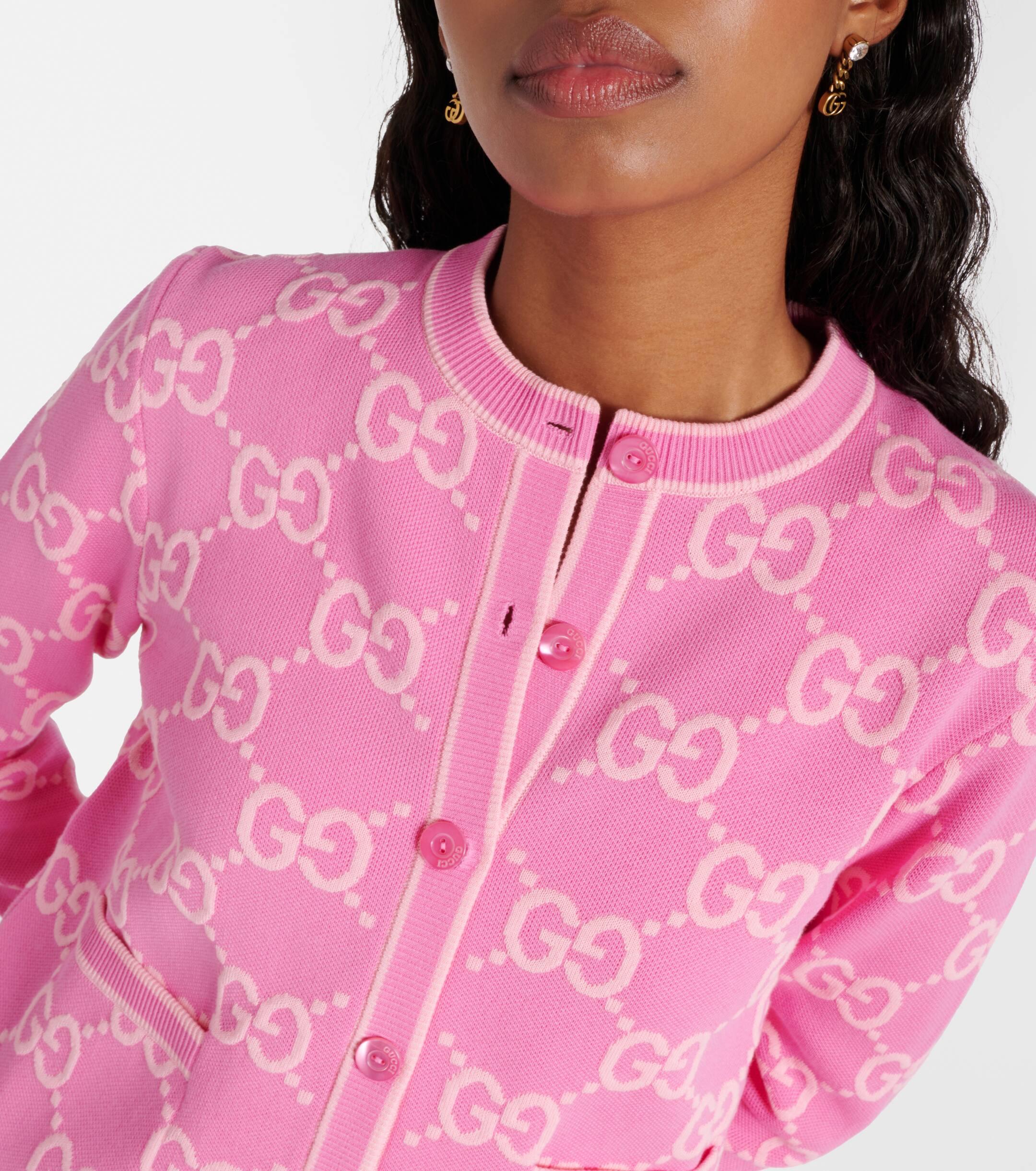 Gucci Gg Cotton Jacquard Cardigan in Pink Lyst UK