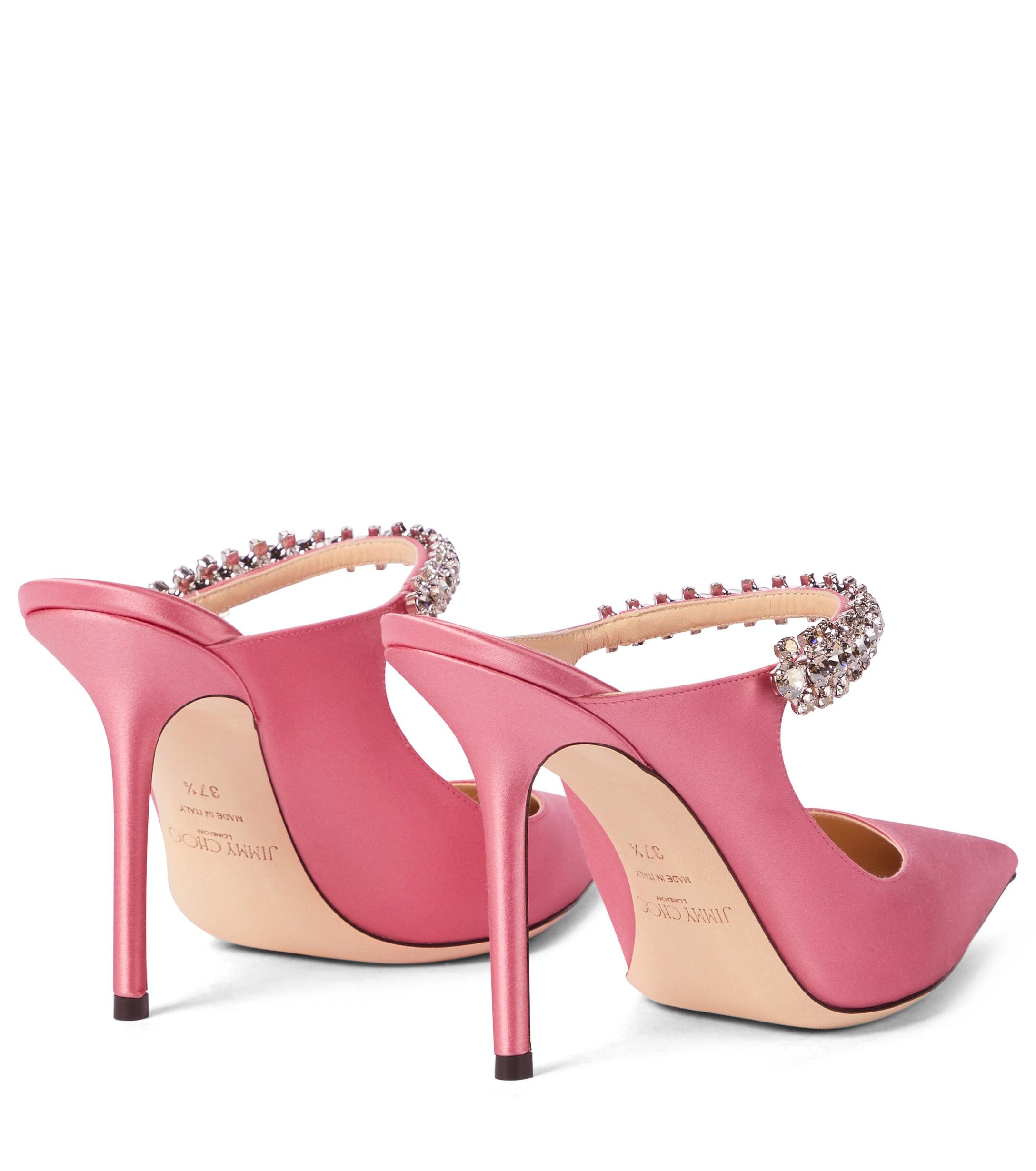 Jimmy Choo Exclusive To Mytheresa – Bing 100 Embellished Satin Mules in  Pink | Lyst