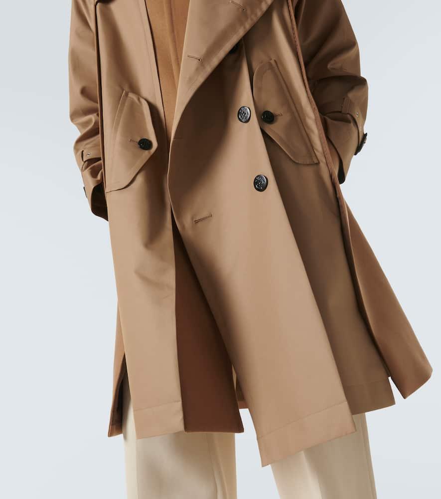 トレンチコート SACAI DOUBLE-BREASTED TRENCH COAT IN GABARDINE Sacai Double-Breasted Trench Coat In Green - 60% Off