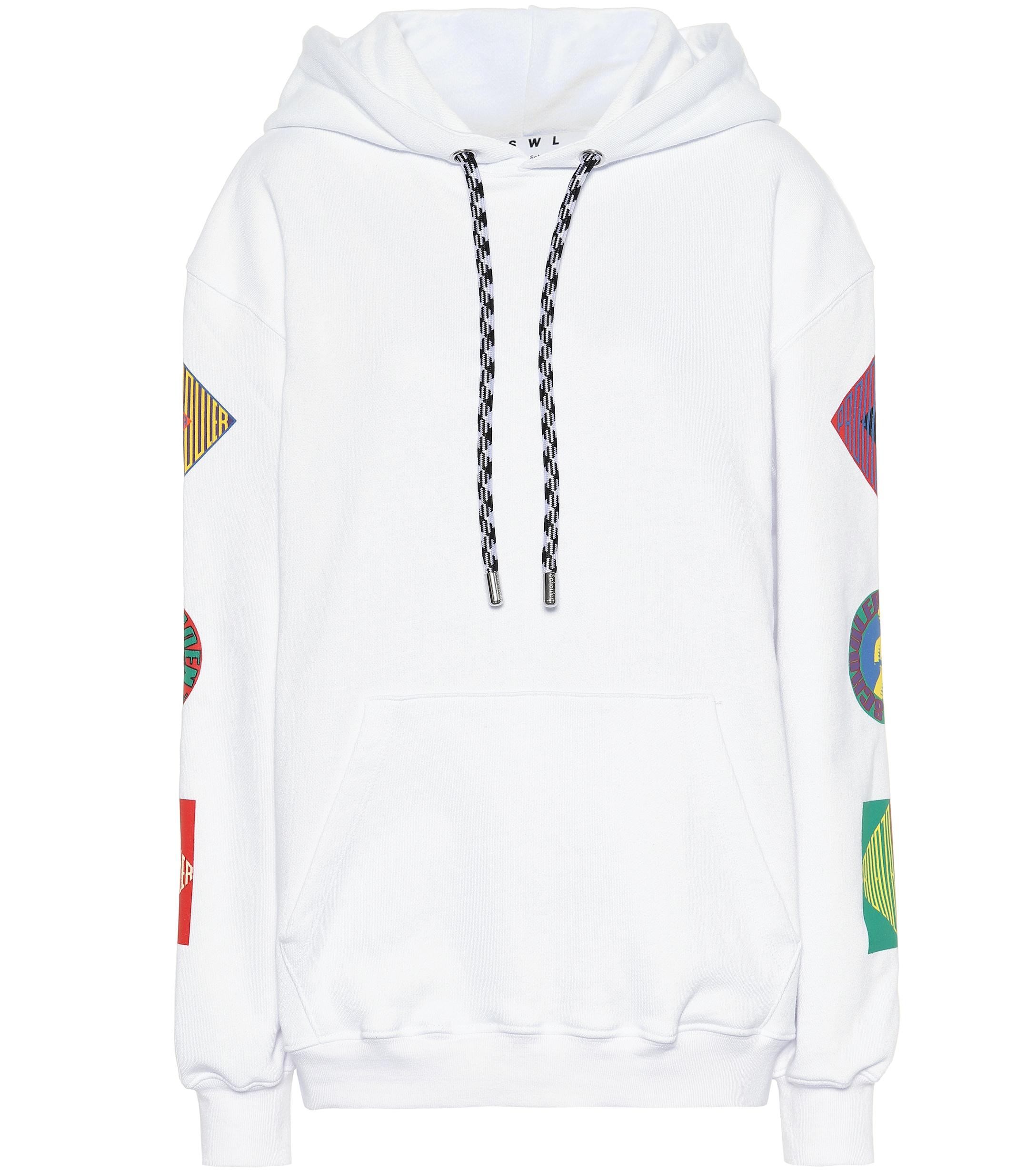 PROENZA SCHOULER WHITE LABEL Printed Cotton Hoodie in White - Lyst