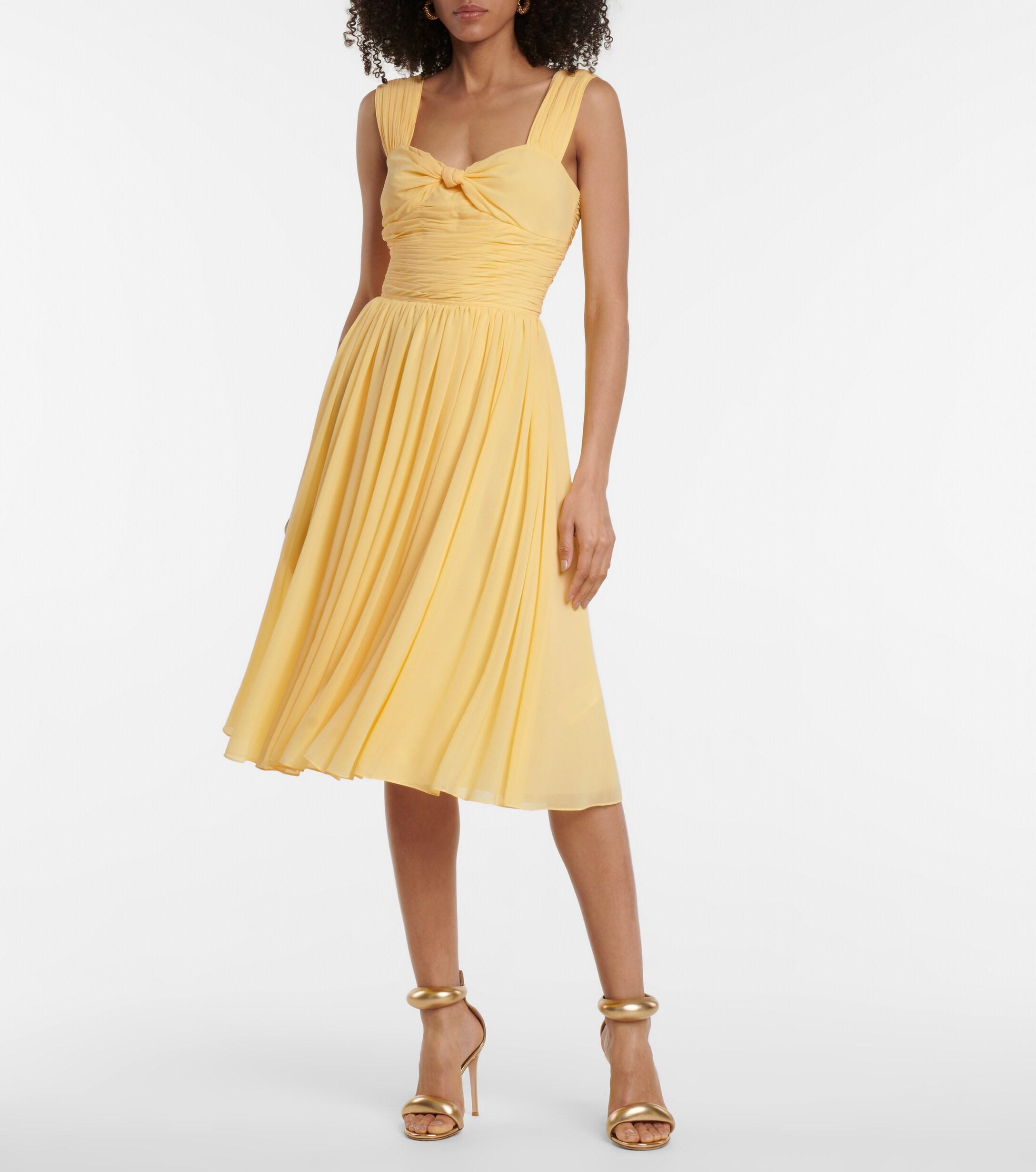 Polo Ralph Lauren Crêpe Midi Dress in Yellow | Lyst