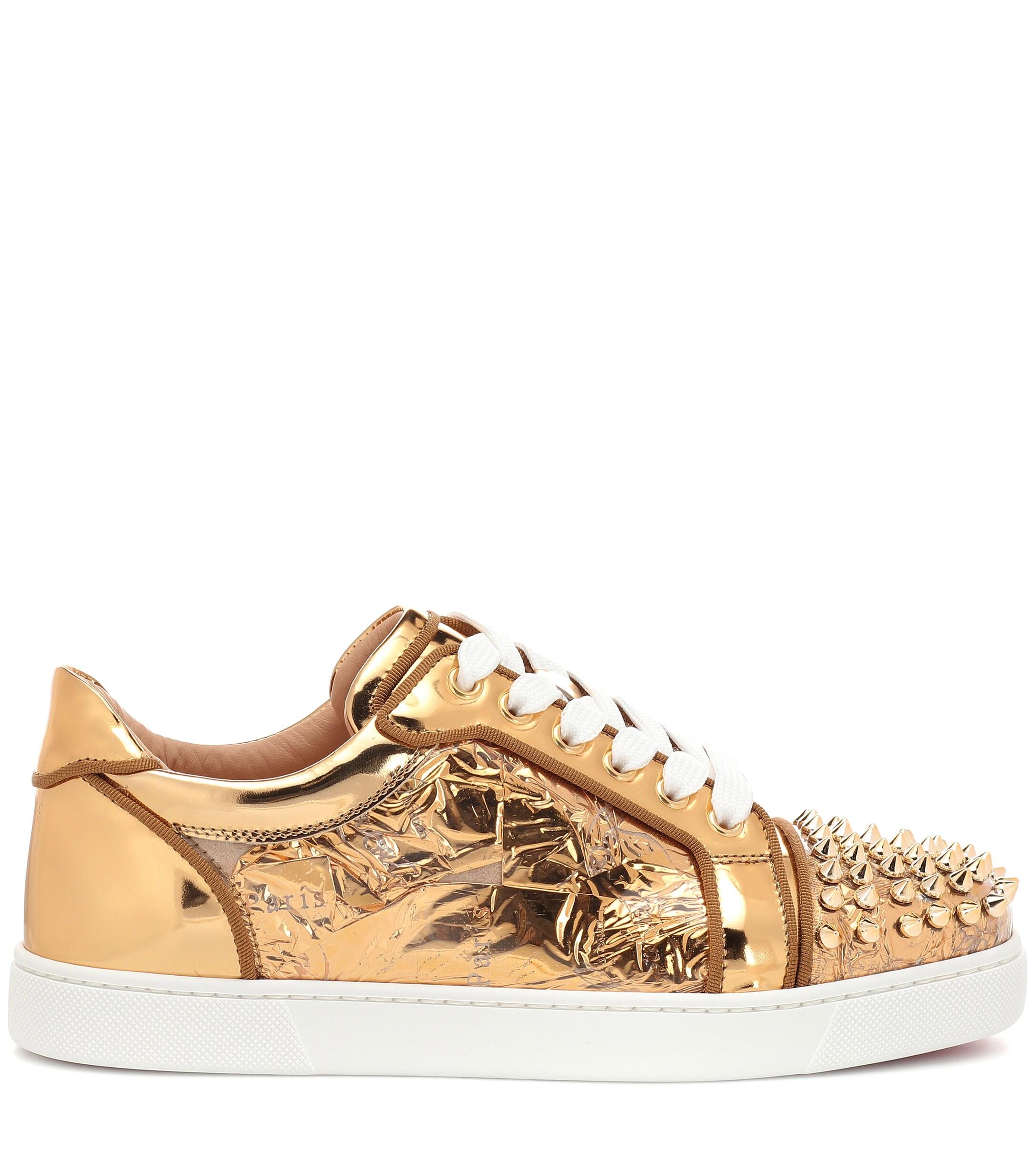 Christian Louboutin Vieira Spikes Embellished Leather Sneakers in 