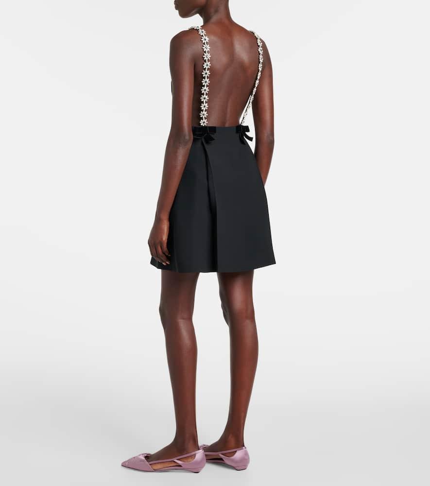 Prada Flower Crystal Back Mini Dress in Black | Lyst Prada Flower Crystal Back Mini Dress in Black | Lyst