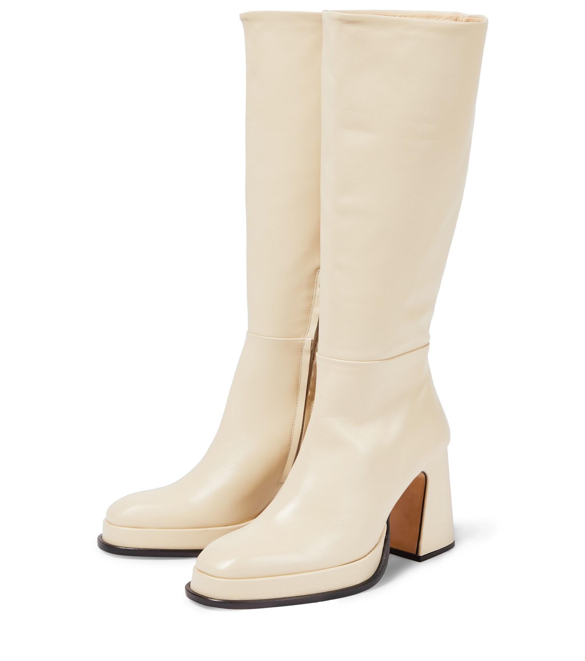 Souliers Martinez Begonia Leather Platform Boots in White | Lyst