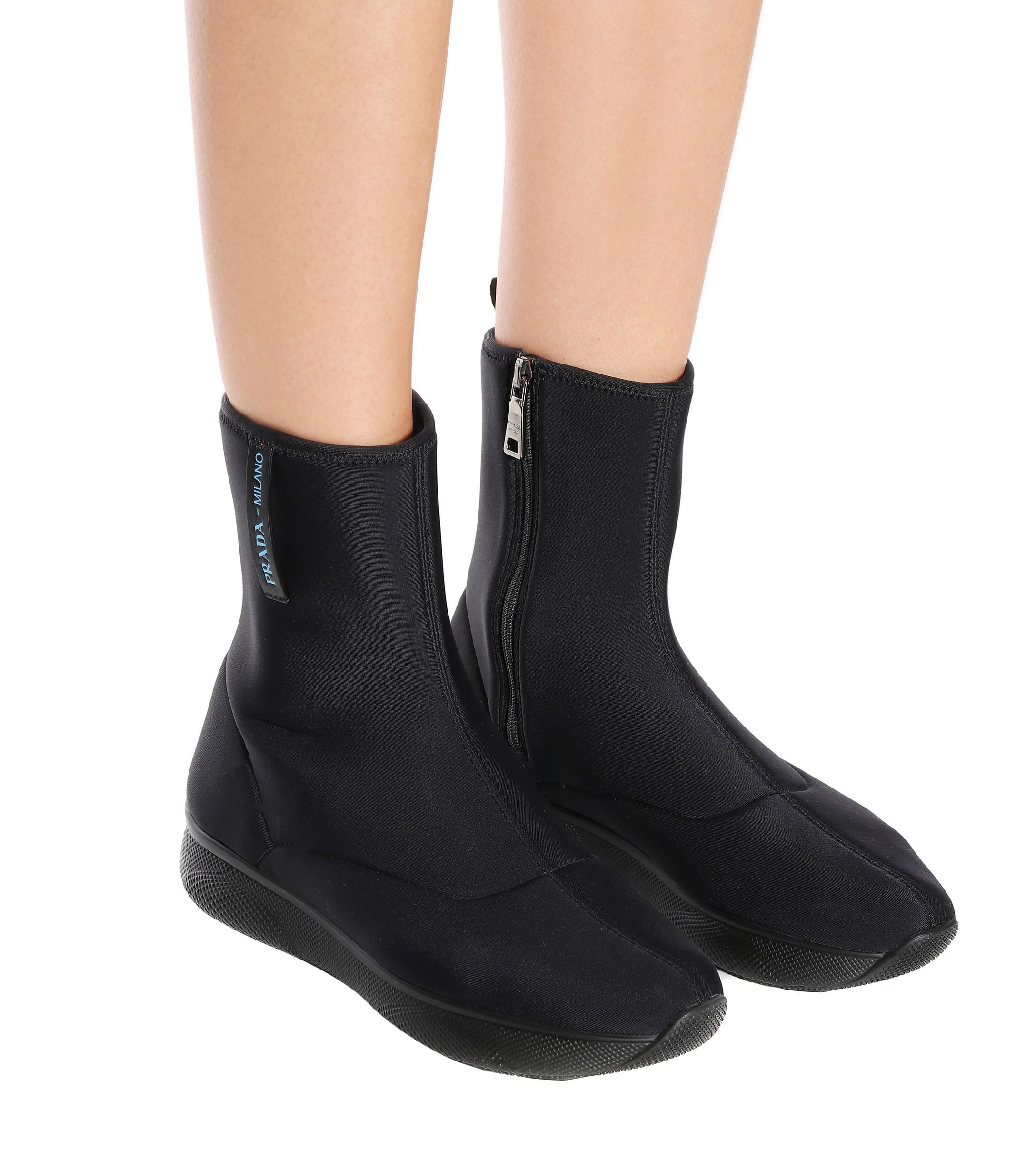 Prada Neoprene Ankle Boots Women in Black | Lyst