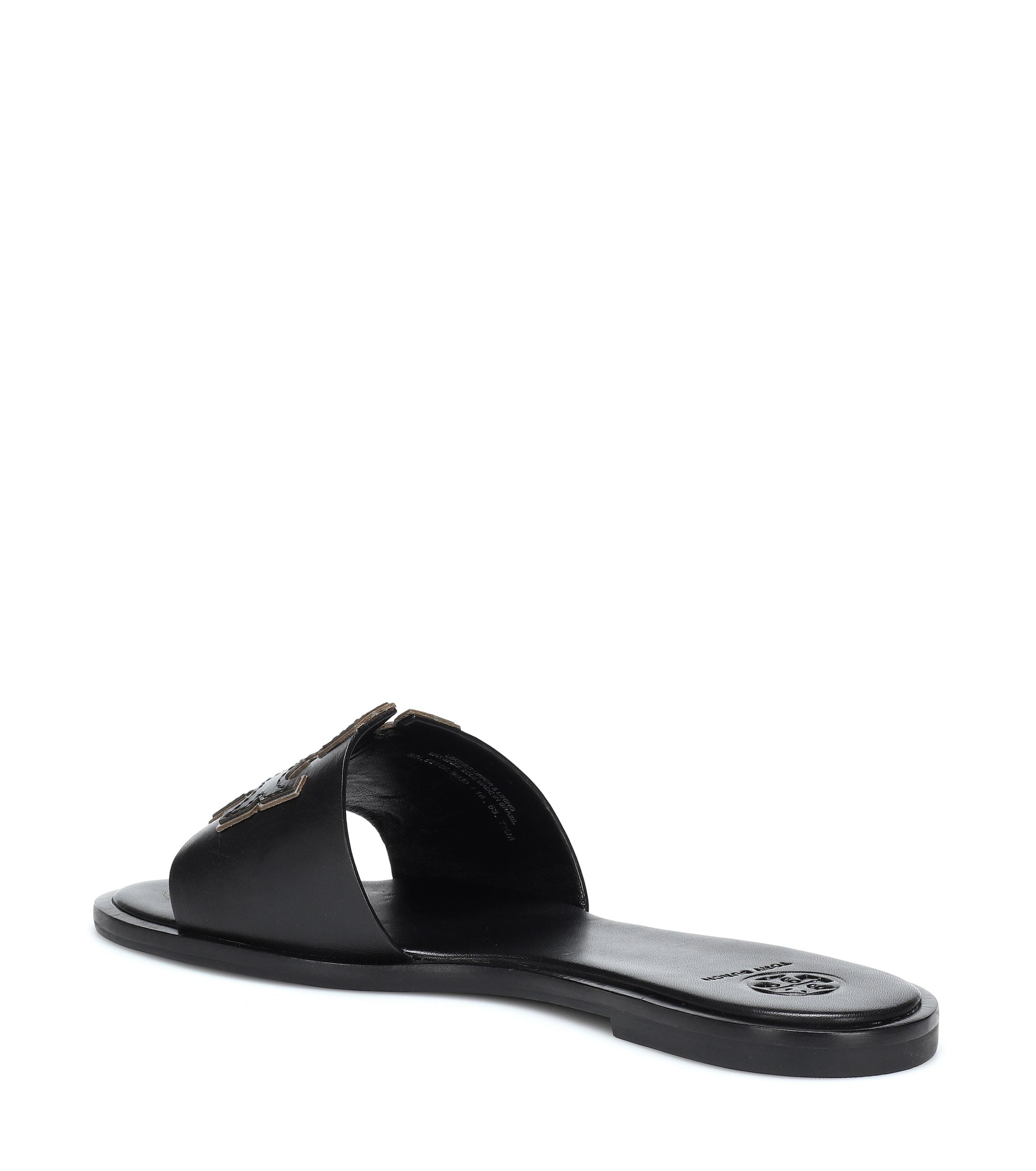 Tory Burch Ines Leather Slides in Black - Lyst