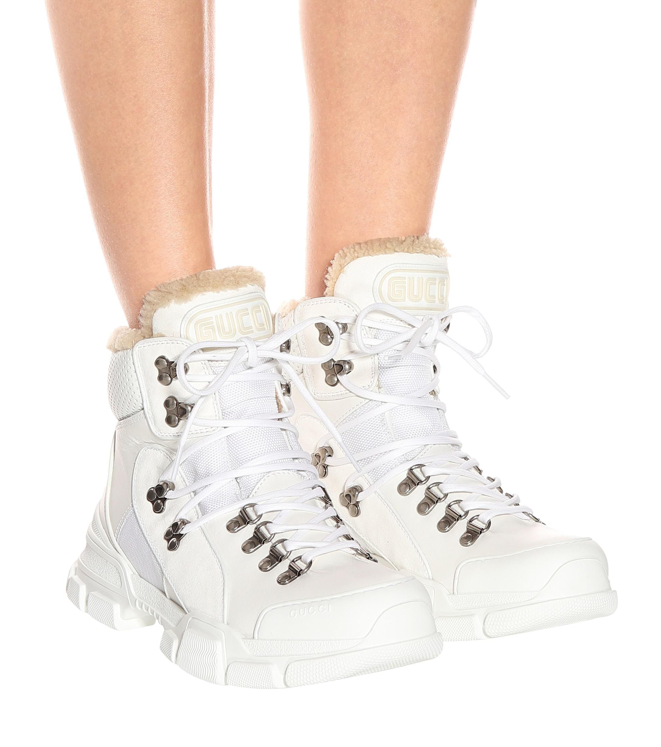 Gucci Flashtrek High-top Leather Sneakers in White - Lyst